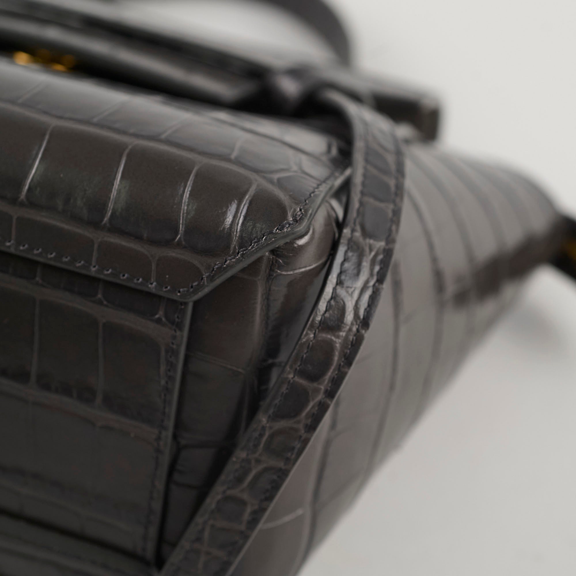 Celine Nano Belt Bag Crocodile Embossed Leather Crossbody Bag in Dark Grey | Luxury Designer Handbag for Women, Perfect for Work, Travel & Everyday Use