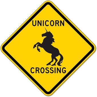 Unicorn Crossing Road Sign - 18x18 Inch Reflective Aluminum Sign for Kids Room, Nursery, or Outdoor Play Area | Rust-Free Durable Decoration for Fantasy Themed Parties & Gardens