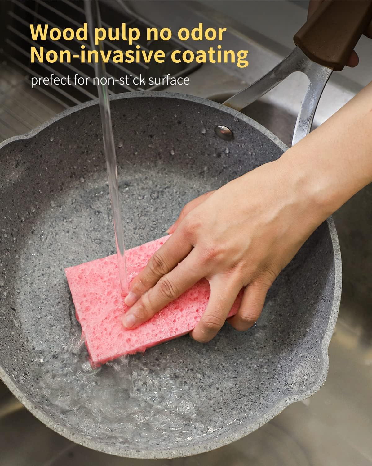 Eco-Friendly Heavy Duty Kitchen Sponges for Tough Messes, Non-Scratch Cleaning Sponges, Pop-Up Design, DIY White Sponges (6 Pack) - Perfect for Dishes, Countertops, and Appliances