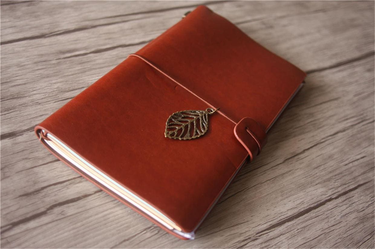Personalized Leather Travelers Notebook - Custom Name & Date, Refillable Journal for Writing, Sketching & Planning - Perfect Gift for Travelers, Writers & Students