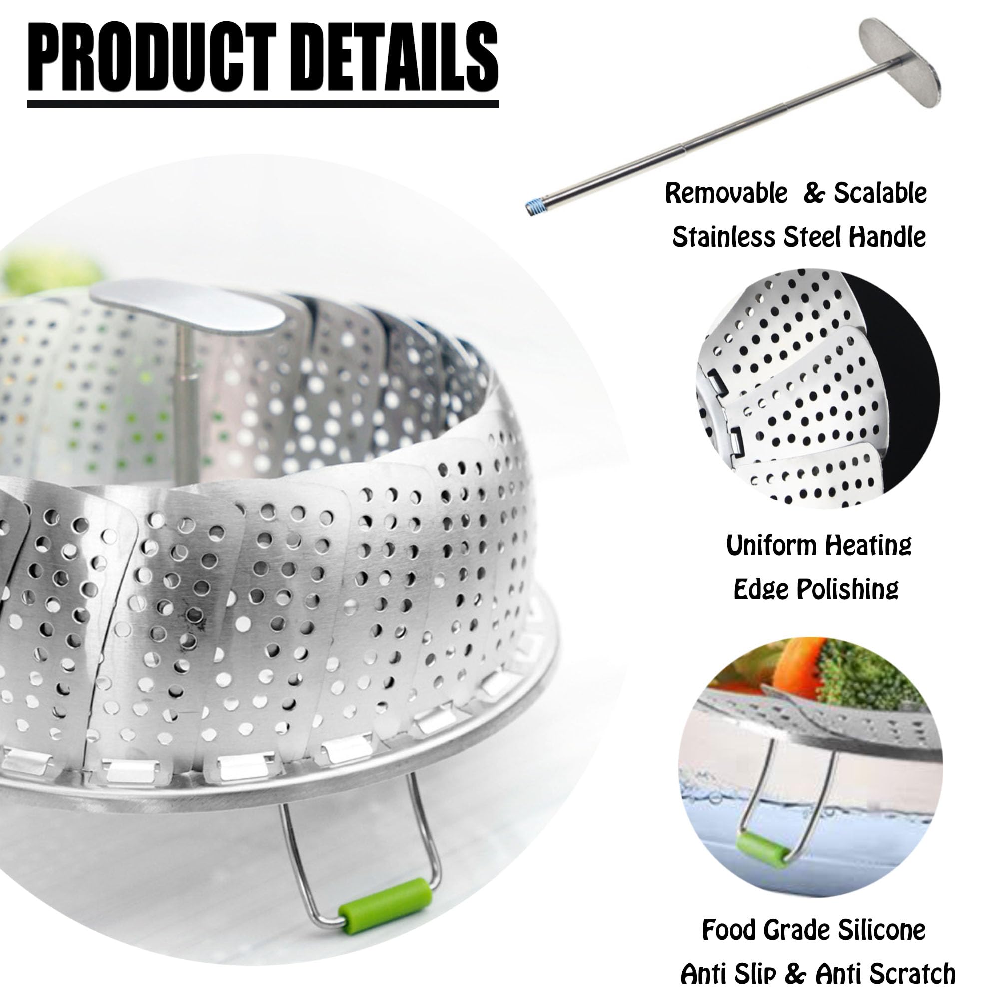 Expandable Stainless Steel Vegetable Steamer Basket (7