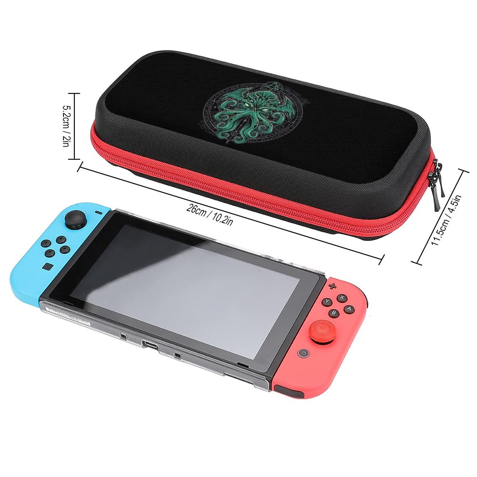 Cthulhu Travel Carrying Case for Nintendo Switch - Waterproof Tote Bag Holds 20 Game Cards & Accessories - Perfect for Gaming On The Go, Travel, and Commuting