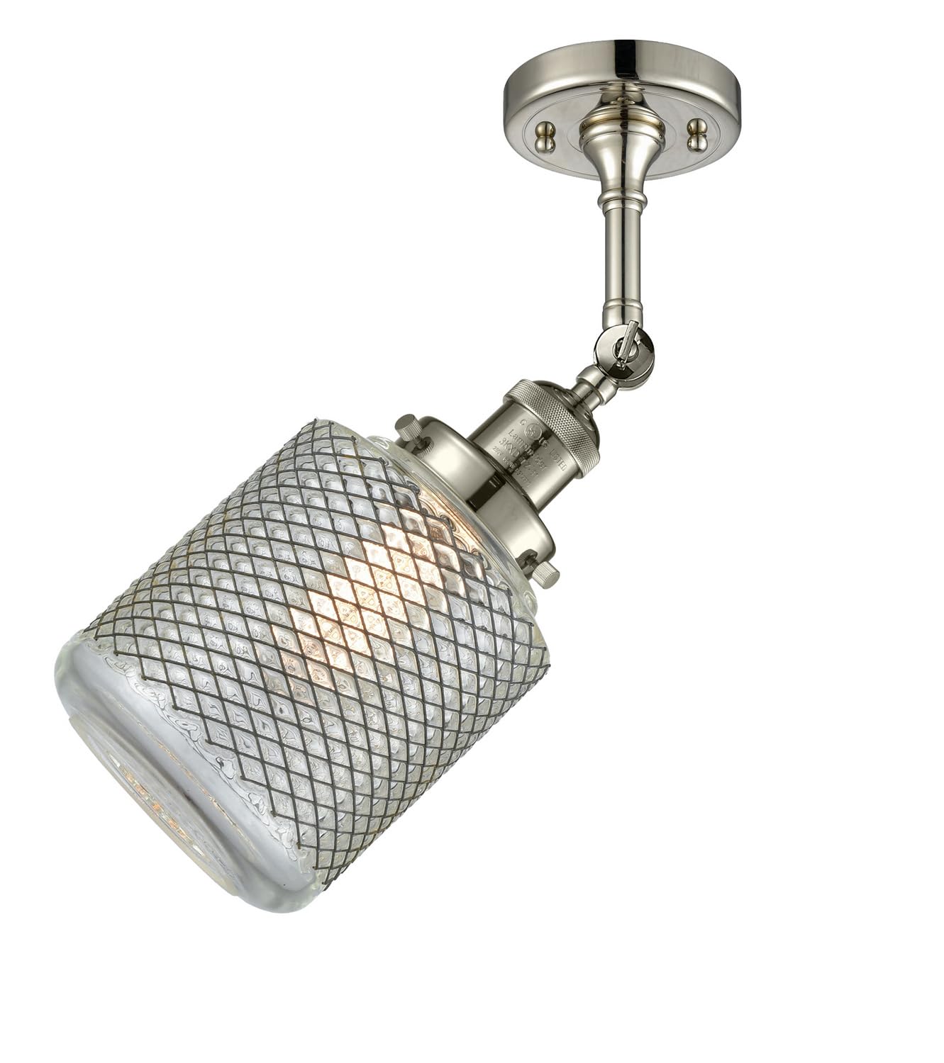 Innovations 201F-PN-G262-LED Semi-Flush Mount Ceiling Light Fixture - 12 Inch Polished Nickel LED Lighting for Bedroom, Kitchen, Hallway & Dining Room