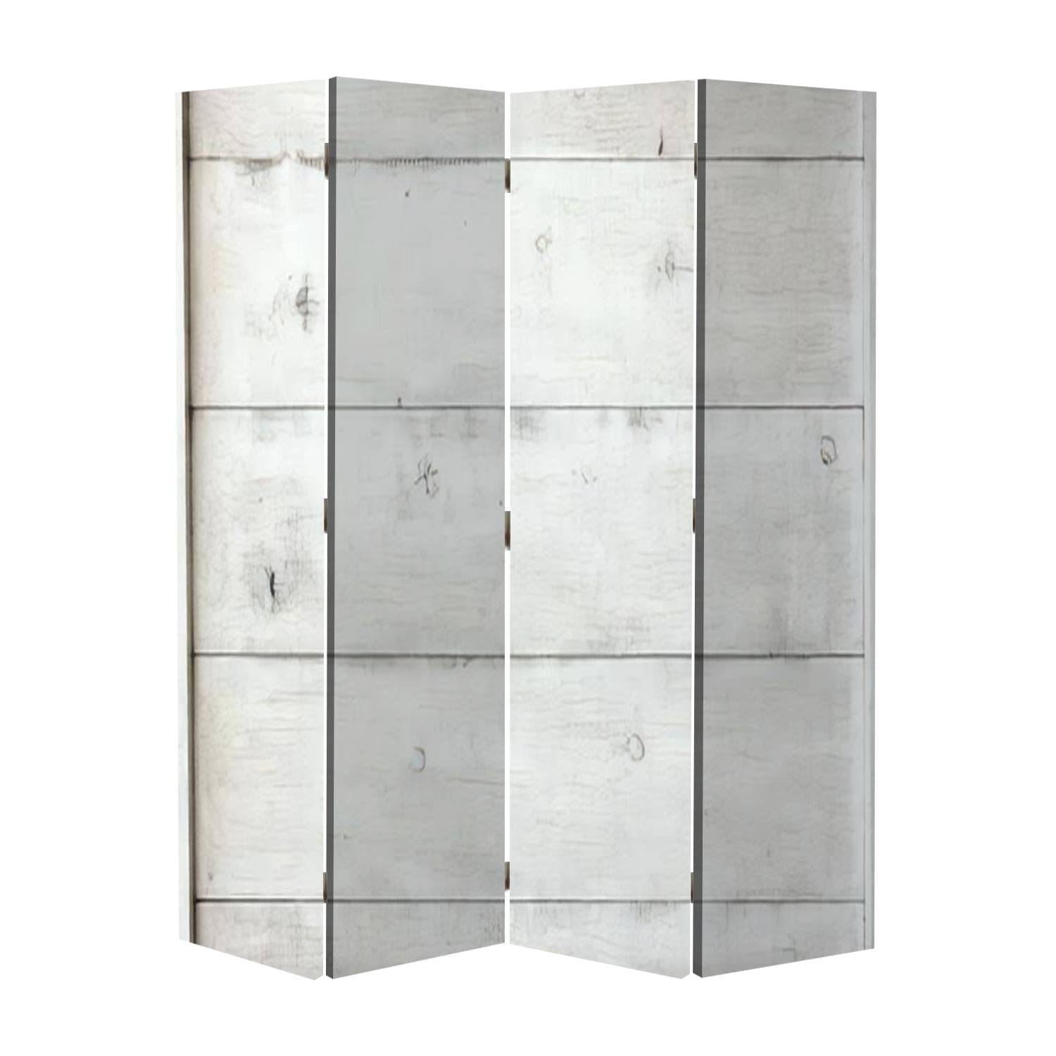 White Wood Screen Room Divider - 4 Panel Folding Privacy Partition with Dual-Sided Design | Blank Signboard & Bulletin Board | Indoor Display Shelves for Home Office, Bedroom, and Studio Decor