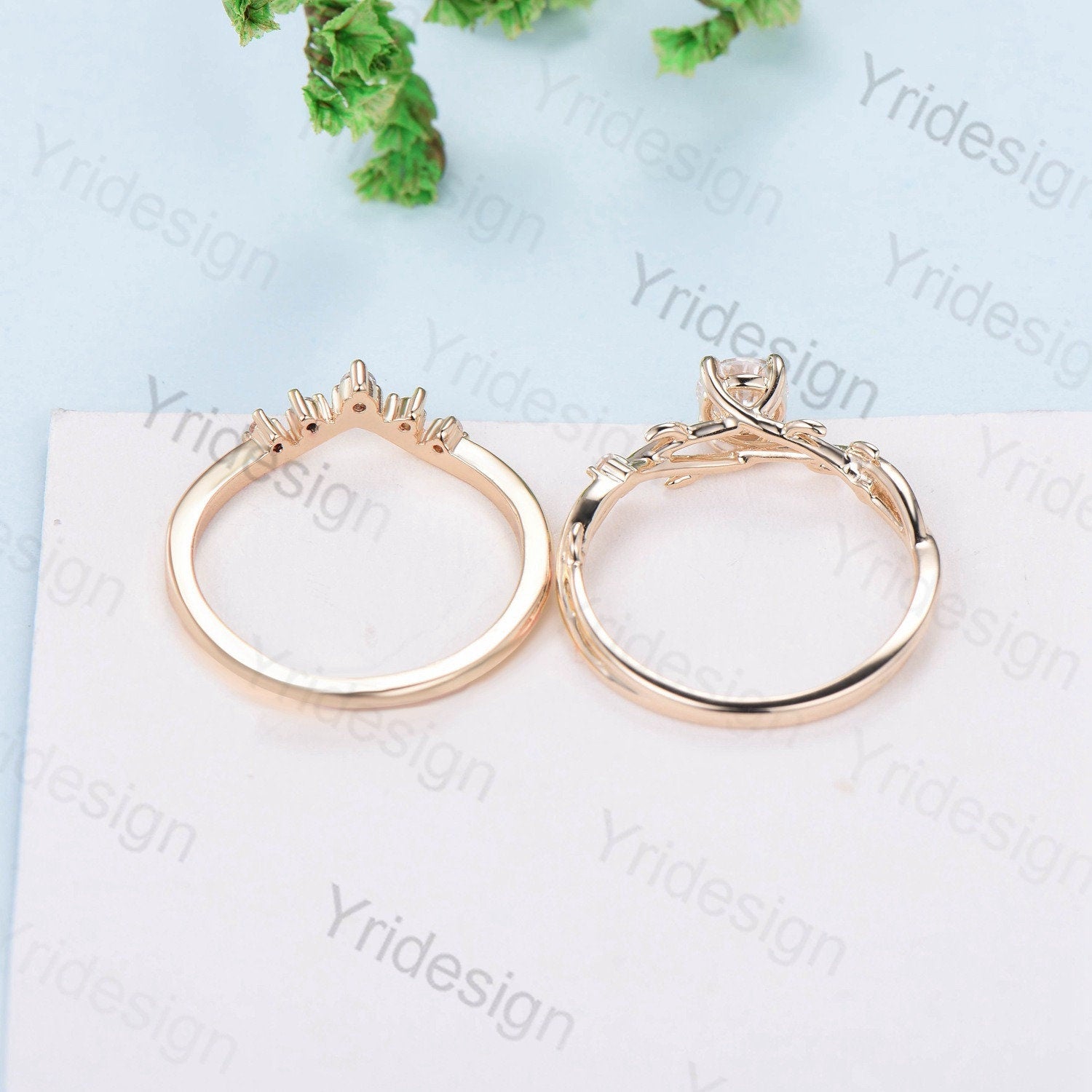 Hexagon Brilliant Moissanite Engagement Ring Set - Nature Inspired Leaf Branch Wedding Ring - Unique Twig Bridal Jewelry for Women - Perfect for Proposals, Anniversaries & Romantic Occasions
