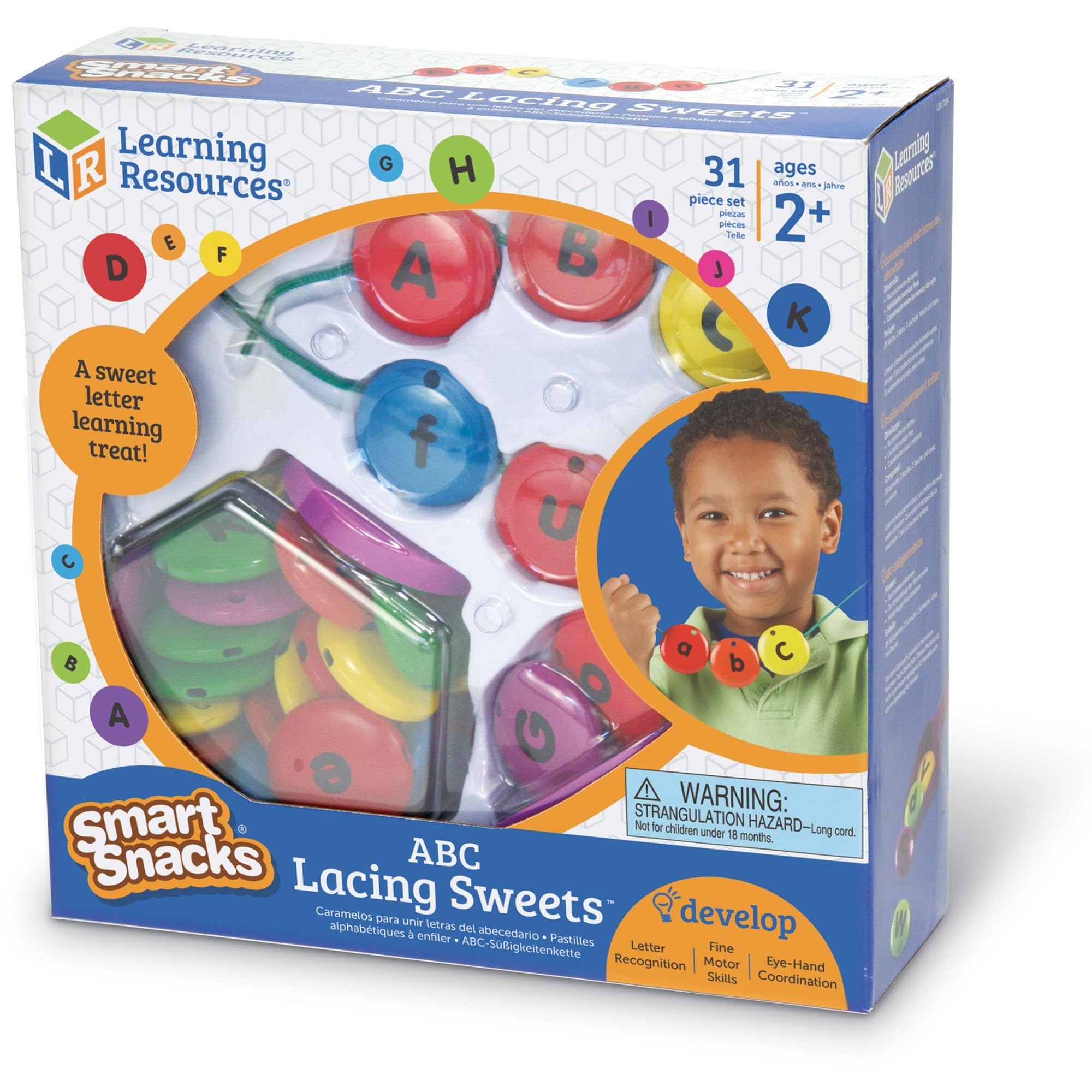 Learning Resources LER7204 Smart Snacks ABC Lacing Sweets - Educational Alphabet Beads for Kids, Fine Motor Skills Toy with 29 Pieces - Perfect for Preschool Learning & Hand-Eye Coordination Practice
