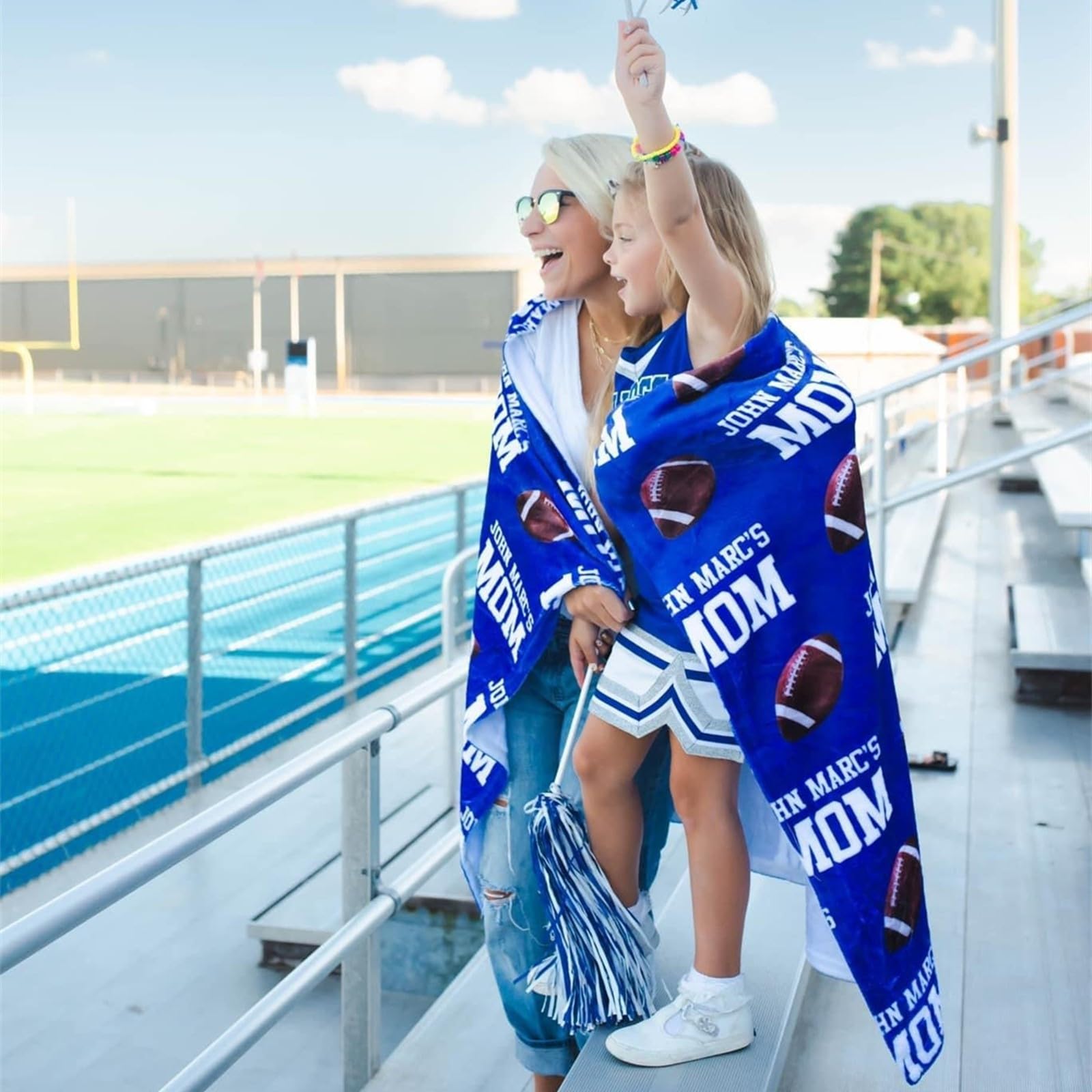 Custom Personalized Sports Bleacher Blanket with Name - Football Team Blanket for Women & Men - Wearable Stadium Blanket for University Games, Football Season & Tailgating - Perfect for Game Day, Christmas Gifts & Outdoor Events