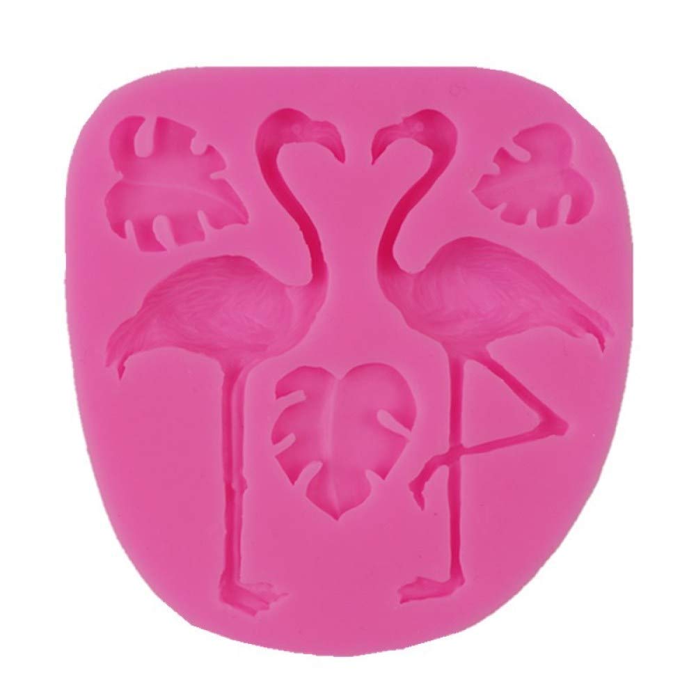 Premium 2-Piece Food Grade Silicone Flamingo & Monstera Leaf Molds for DIY Jewelry Making, Cake Decorating, Fondant Crafts - 105x95mm - Perfect for Home Baking, Wedding Cake Toppers, and Resin Art Projects