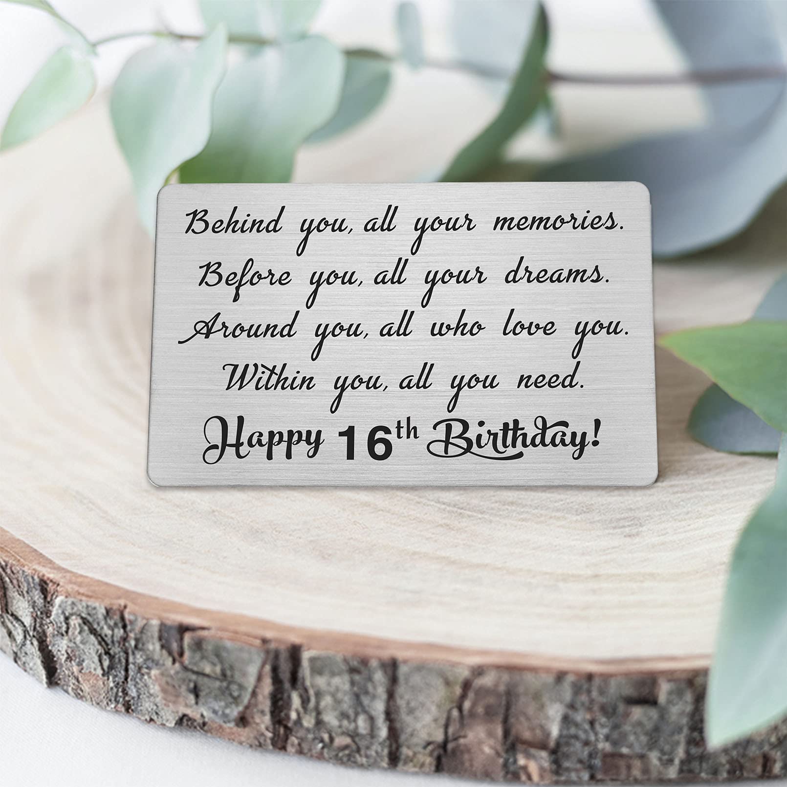 16th Birthday Wallet Card Gift for Boys & Girls - Personalized Engraved Keepsake for Sweet 16 Celebrations | Perfect for Birthday Decorations, Party Favors & Milestone Gifts
