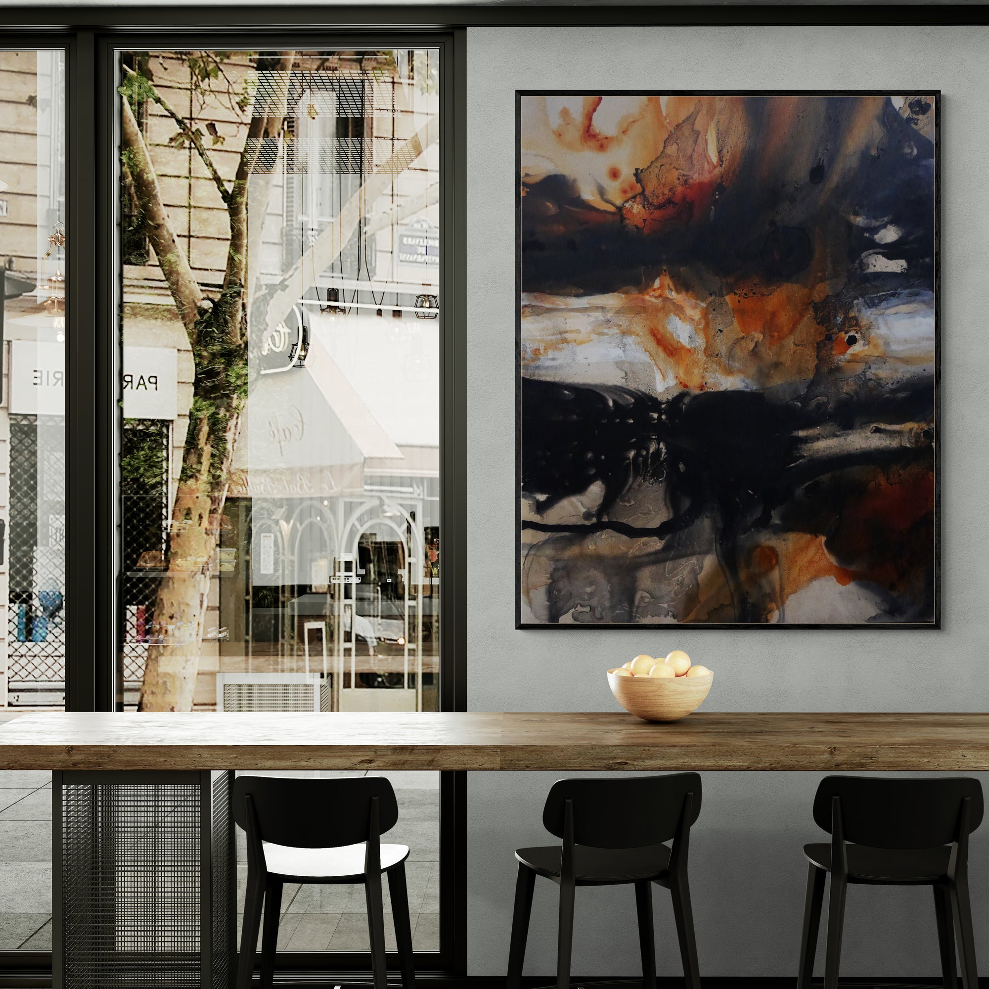 Refined 944 120cm x 150cm Rust Black White Cream Grey Textured Abstract Canvas Art - Modern Wall Decor for Living Room, Bedroom & Office