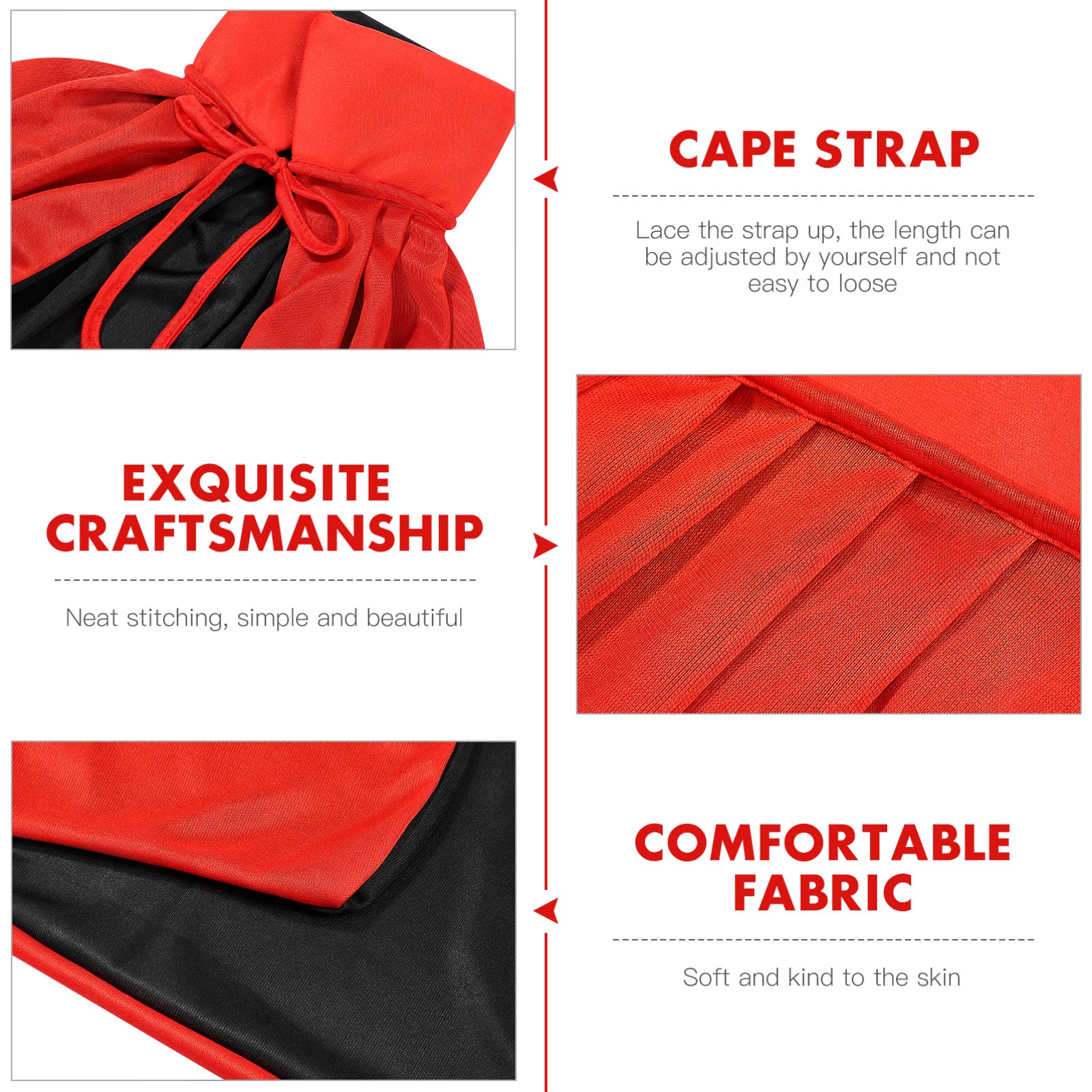 Veemoon Black & Red Reversible Cape - Adult Halloween Bat Costume Cloak with Hood & Lace-Up Design | Vampire Cosplay Cloak for Women | Perfect for Halloween Parties, Cosplay Events & Gothic Fashion