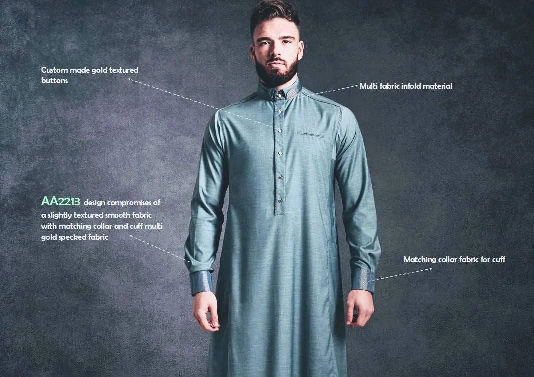 Premium Al Ameer Thobe Jubba for Men - Traditional Islamic Long Dress in Elegant Teal Color - Perfect for Eid, Ramadan & Special Occasions