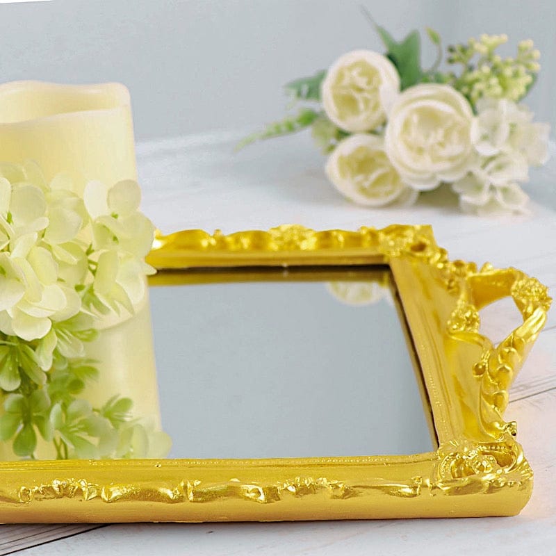15x10 Inch Metallic Rectangular Mirror Serving Tray with Handles - Elegant Party Decor, Cocktail Serving, Home Decor & Gift Idea for Weddings, Hostess & Housewarming