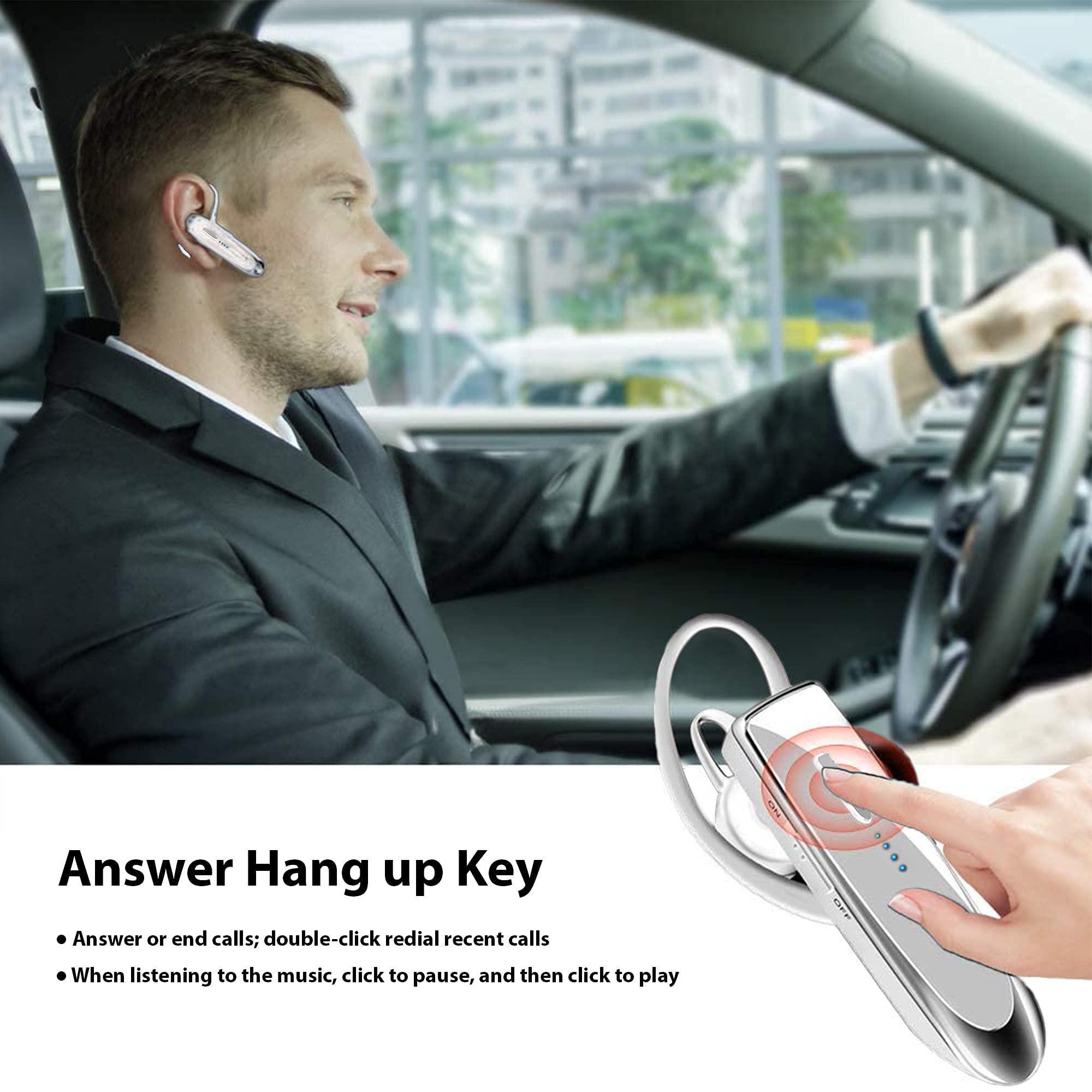 Bluetooth 5.3 Wireless Headset with Dual Mic Noise Cancellation - Compatible with Samsung Galaxy S21/Ultra/Plus/S21+ 5G, IPX5 Waterproof, 22Hrs Talk Time & 60 Day Standby - Perfect for Work Calls, Gaming & Outdoor Activities