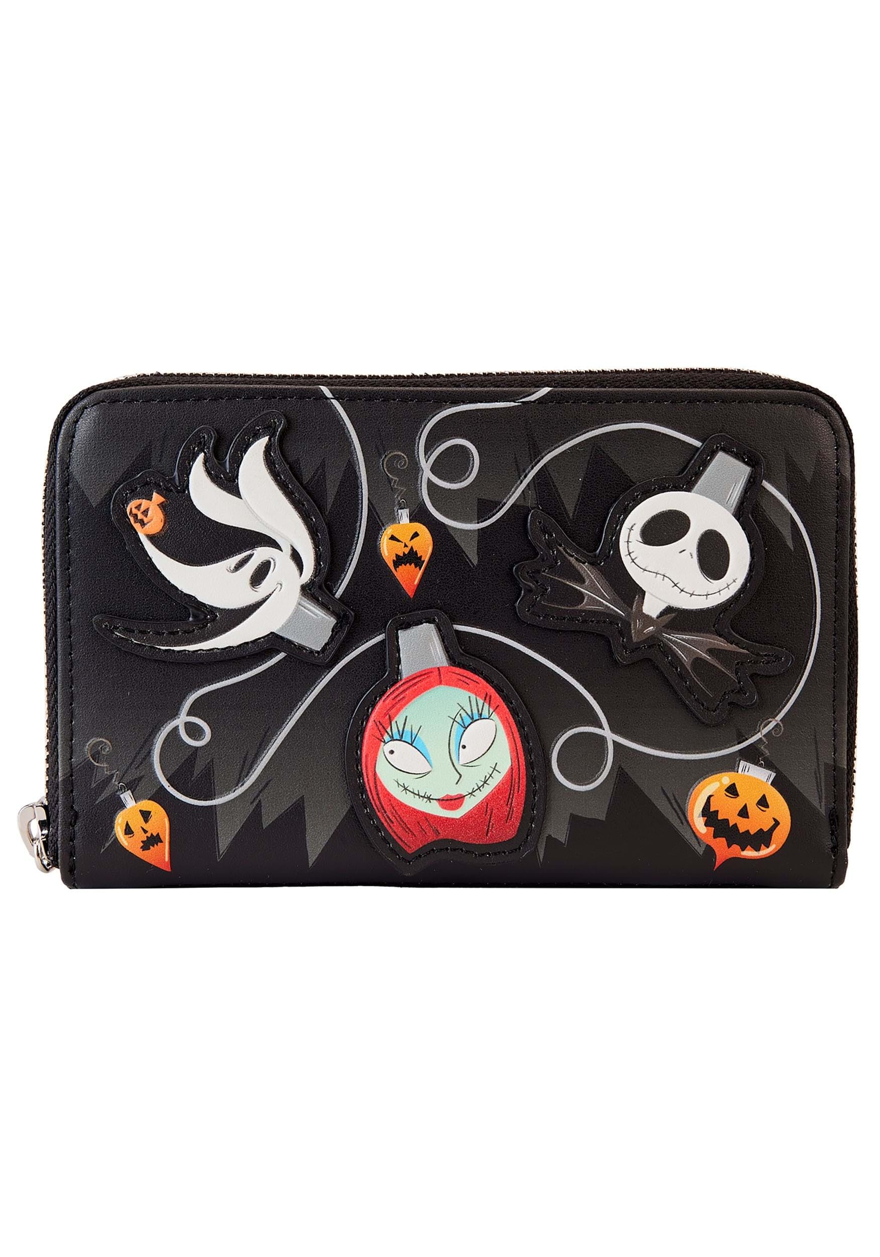 Loungefly Nightmare Before Christmas Glow-in-the-Dark Zip Around Wallet with Tree String Lights Design - Perfect for Disney Fans, Collectors & Holiday Gift Giving