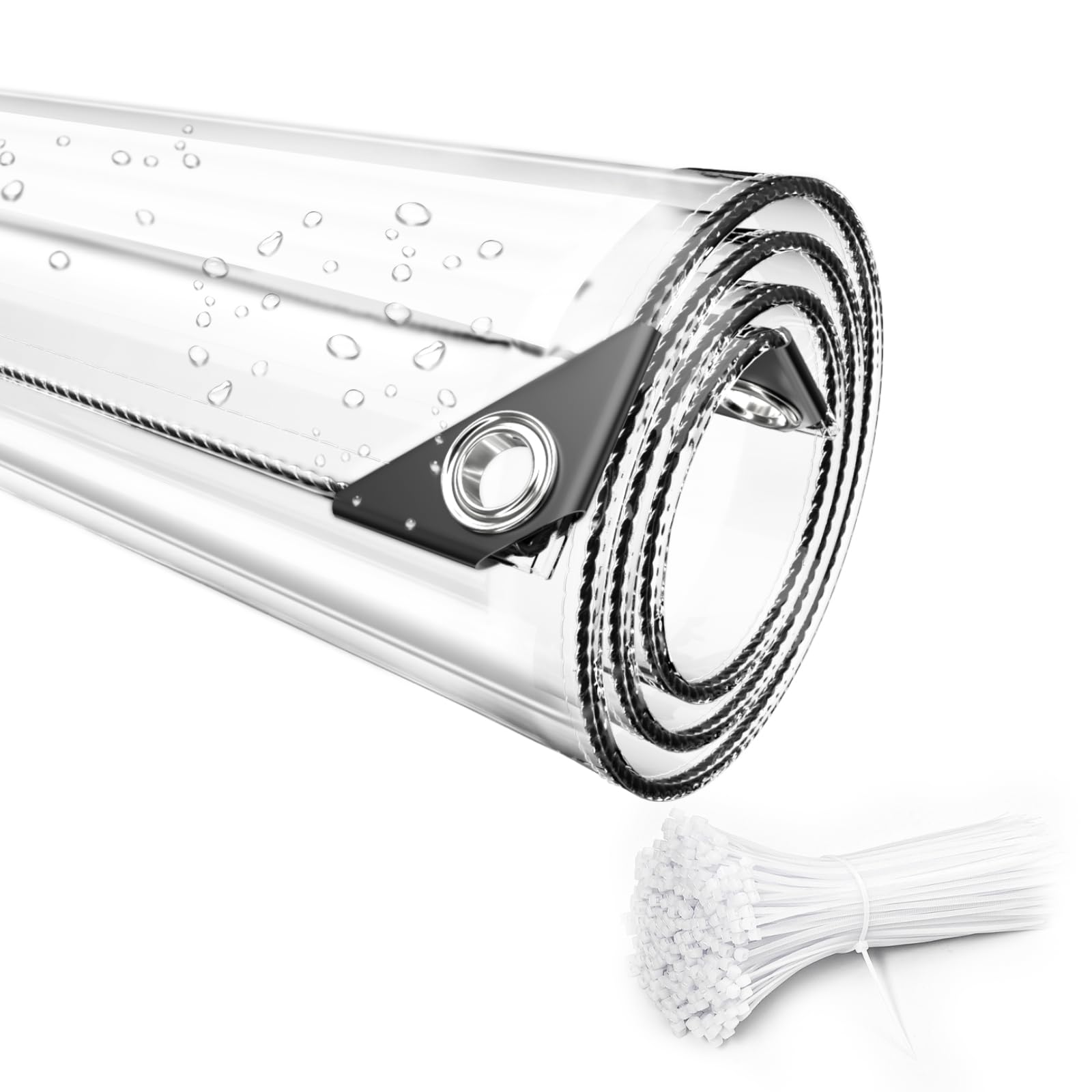 8x16 ft Heavy Duty Clear Waterproof Tarp - 11.8 Mil PVC Tarpaulin with Reinforced Grommets & Cable Ties - Tear Resistant Cover for Camping, Greenhouse, Car Protection, Patio Furniture, Pavilion Shelter - Ideal for Outdoor Use, Emergency Cover & Weather Protection