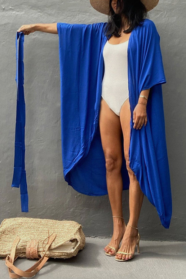 Lightweight Solid Color Kimono Beach Cover Up for Women - Summer Venice Style Swimwear Cover-Up, Perfect for Pool, Beach, and Vacation Outfits