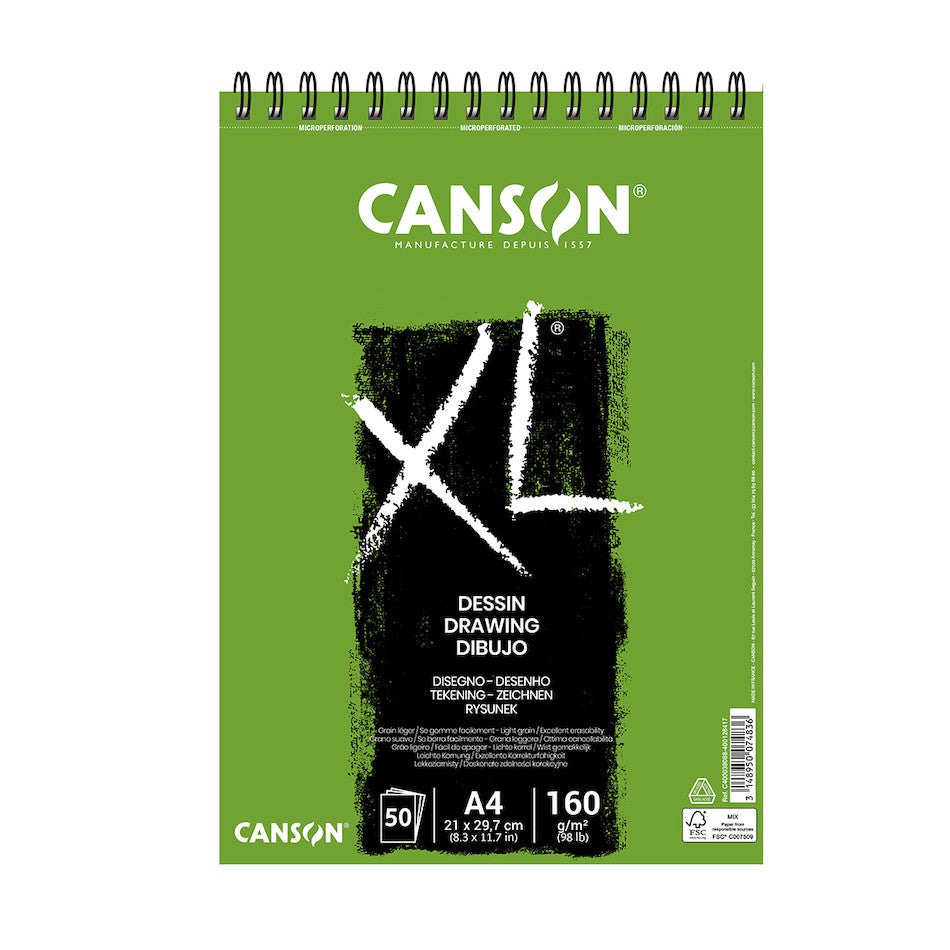 Canson XL Series Spiral Bound Drawing Pad - A4 Size, 60 Sheets, 110 lb/180 gsm - Perfect for Sketching, Watercolor & Mixed Media Art Projects