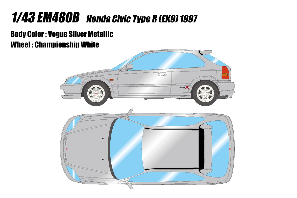 EIDOLON 1:43 Scale 1997 Honda Civic Type R (EK9) Early Version Diecast Model Car - Perfect for Collectors, Display, and Racing Enthusiasts