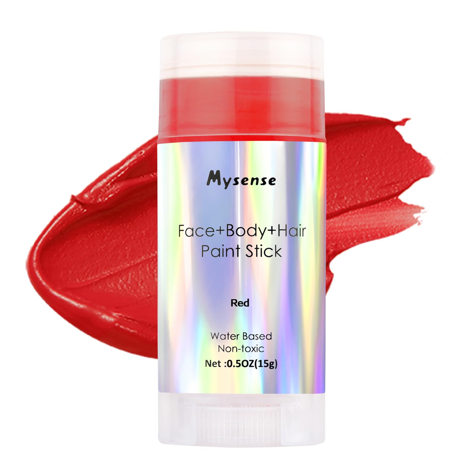 **Mysense Red Face & Body Hair Paint Stick - Water-Based Washable Temporary Hair Color, Non-Toxic Cream Body Paint for Halloween, SFX, Cosplay (Millie Helluva Boss, Devil Makeup) - 0.5oz | Perfect for Costume Parties, Themed Events & Creative Makeup Looks**