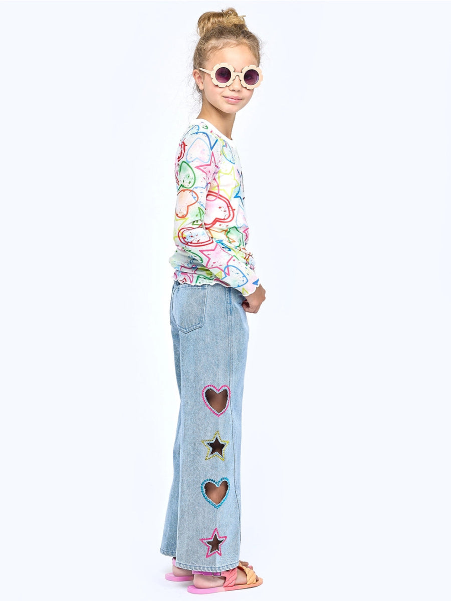 Stylish High Waist Cutout Wide Leg Jeans for Women - Trendy Distressed Denim Pants for Casual Outfits & Streetwear Fashion