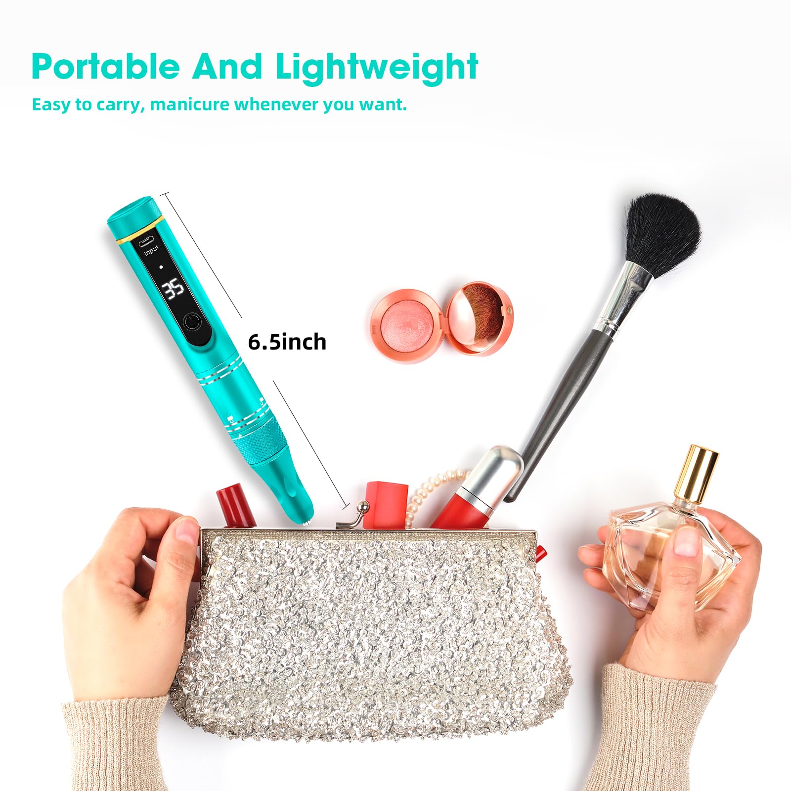 Professional Cordless Nail Drill Kit 35000RPM - Rechargeable Electric Nail File for Acrylic & Gel Nails - Manicure Pedicure Polishing & Remover - Perfect for Salon & Home Nail Care