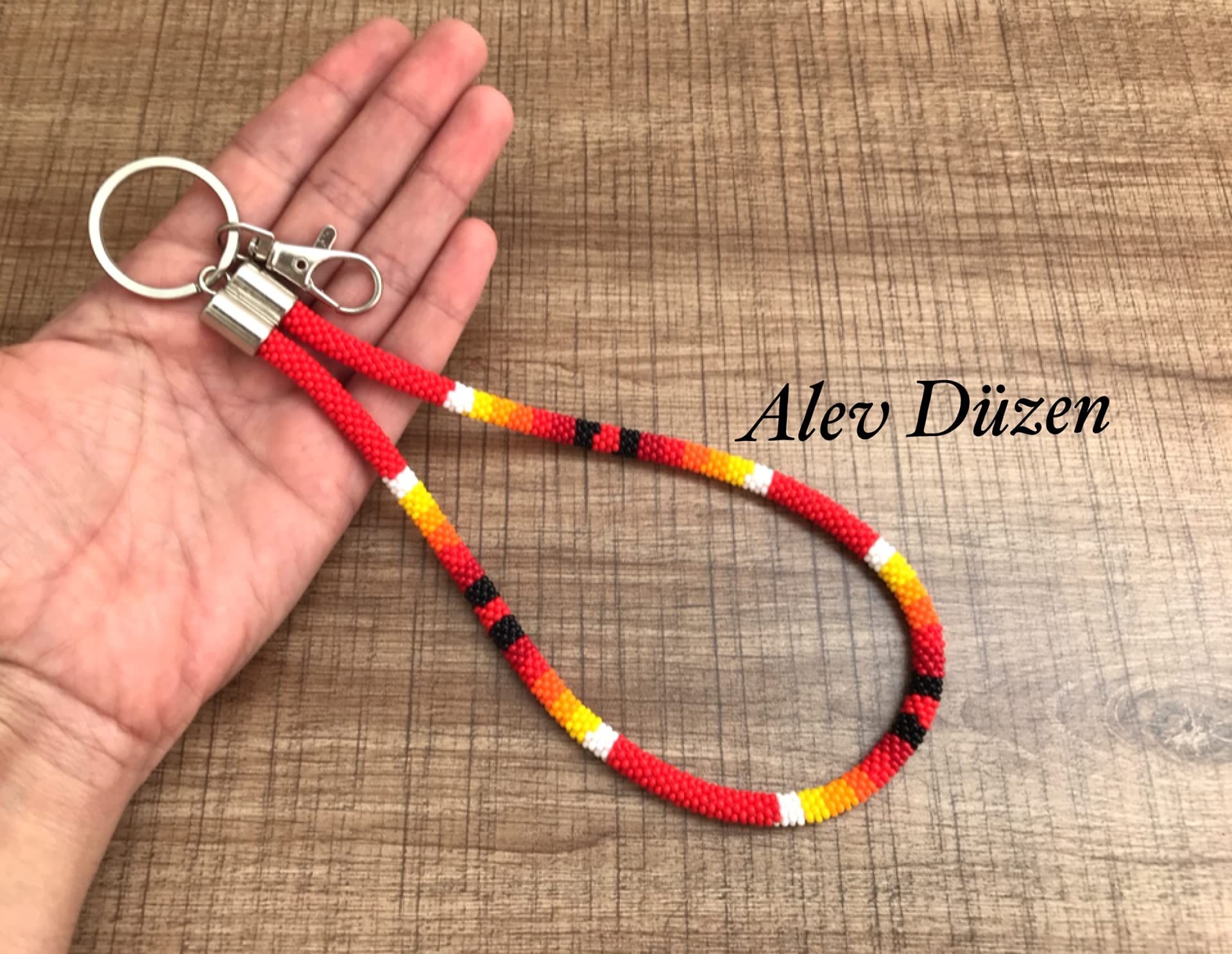 Native American Beaded Keychain - Handmade Leather Keyring with Beads, Purse Charm & Wristlet for Women - Boho Tribal Style ID Holder & Card Wallet - Perfect for Handbags, Backpacks, Gifts and Travel Accessories