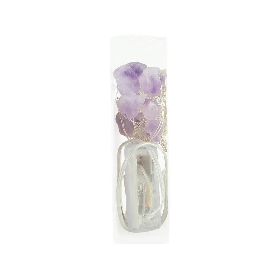 TRENDECOR 25 LED Natural Amethyst Crystal Fairy Lights with Warm White Glow - Perfect for Bedroom Decor, Wedding Centerpieces, and Holiday Lighting