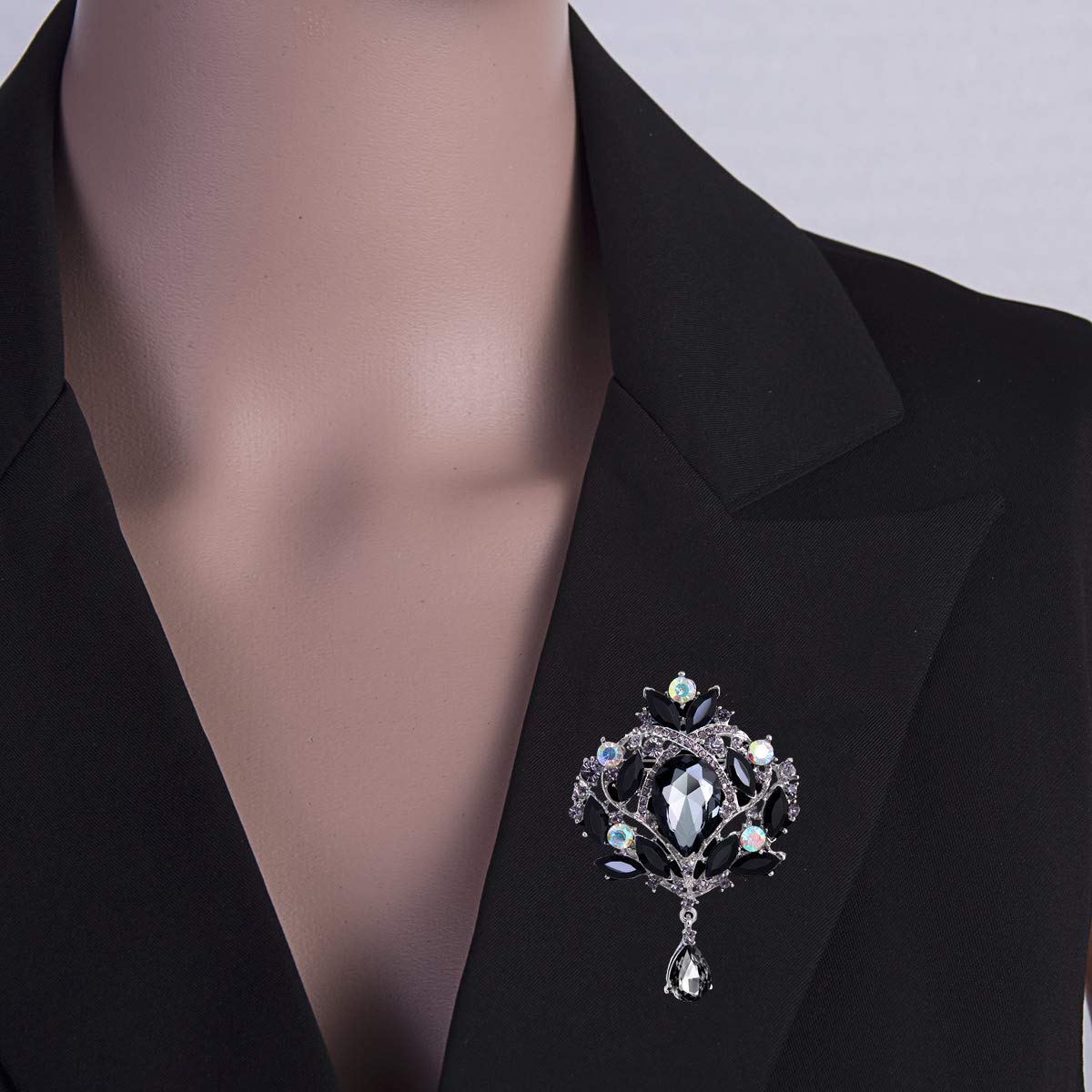 Seven Wolves Crystal Crown Brooch - Rhinestone Dress Pin for Women | Party & Wedding Accessory