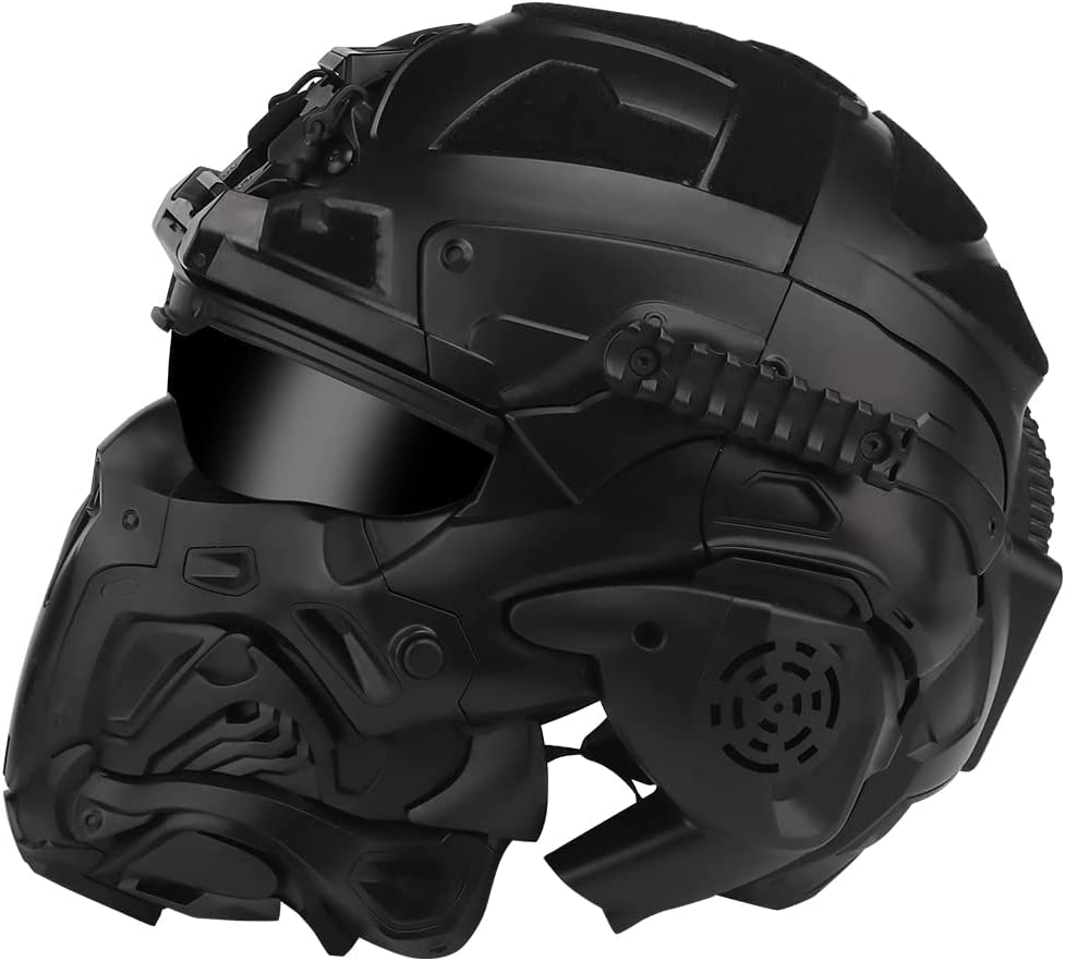 Tactical Airsoft Helmet with Built-in Headset & Anti-Fog Fan - Adjustable Sliding Goggles for Airsoft, Paintball, Military Simulation & Outdoor Sports