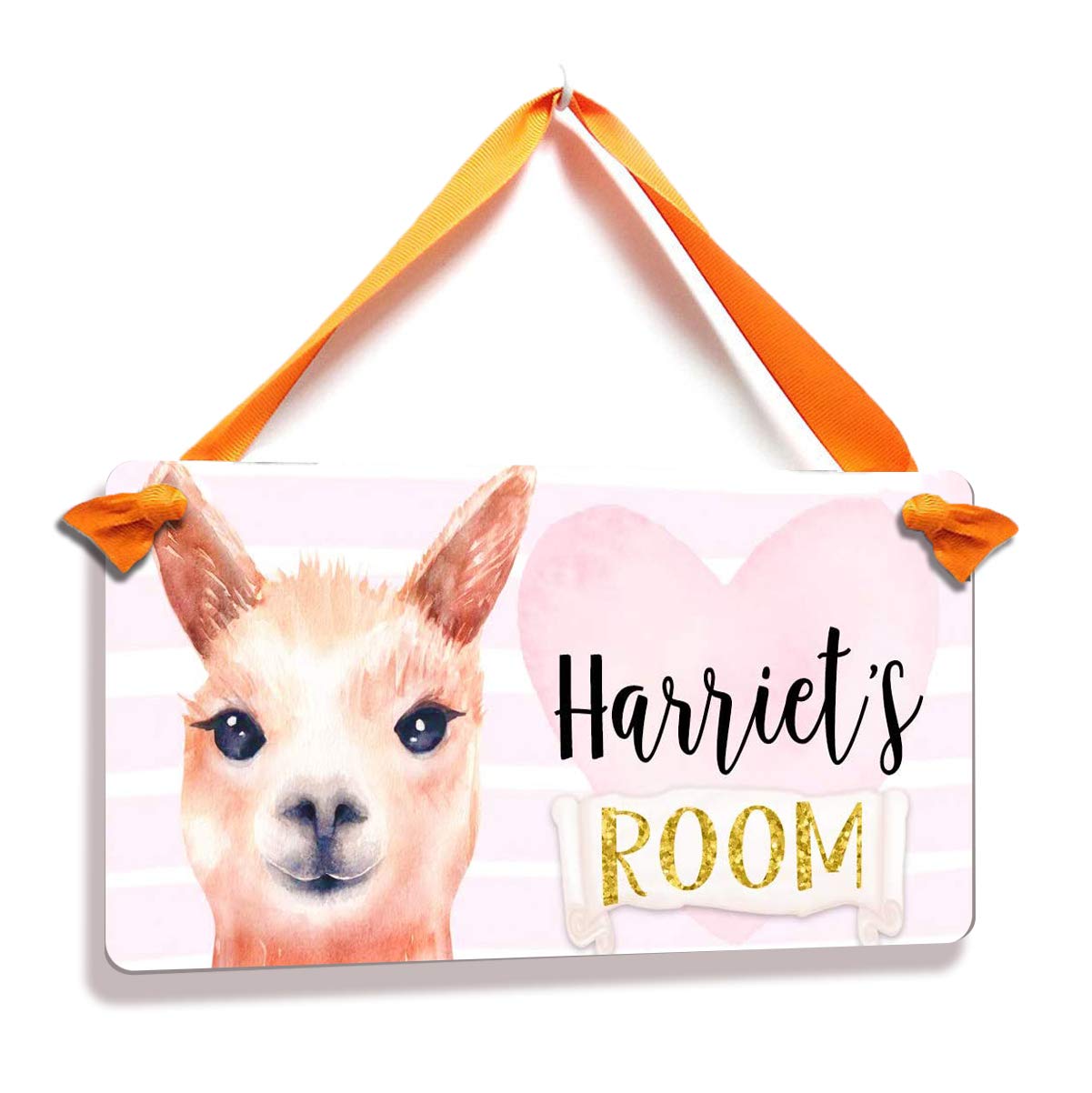 Custom Pink Llama Nursery Door Sign - Personalized 5x10