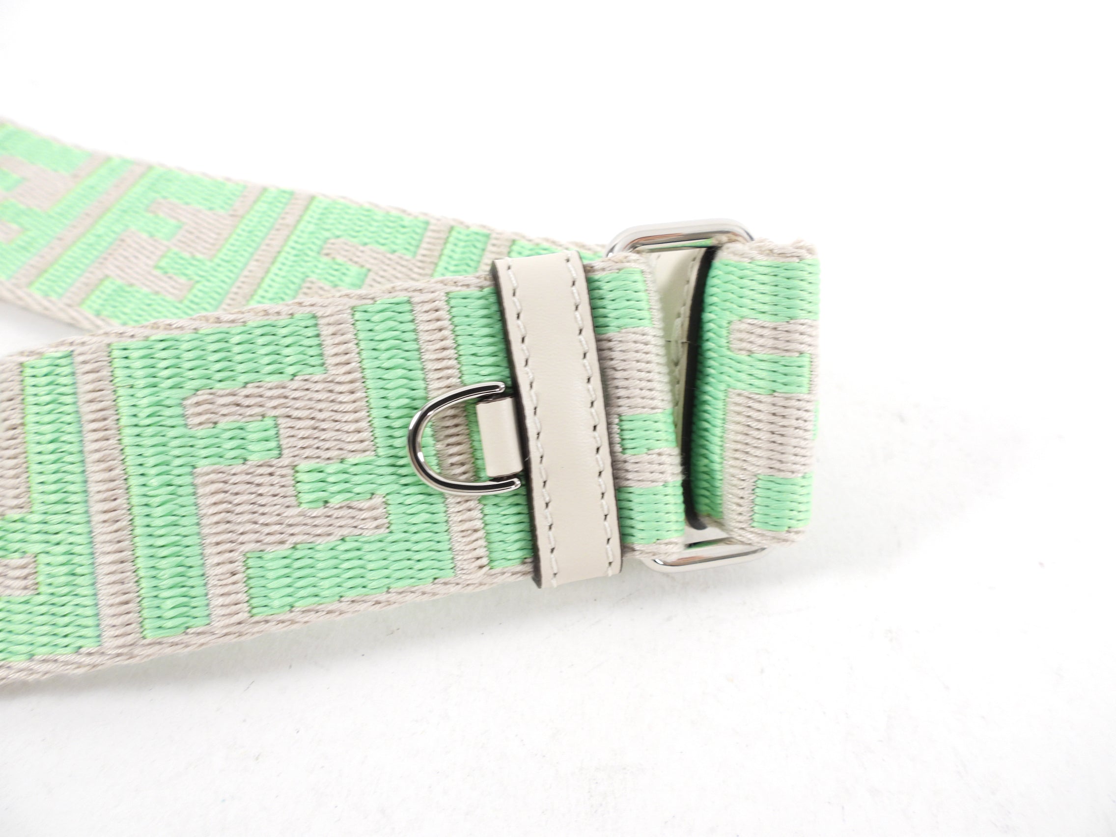 Fendi FF Logo Web Strap in Lime Green & Light Grey - Adjustable Shoulder Strap for Handbags, Crossbody Bags & Accessories | Perfect for Everyday Use & Fashion Statement