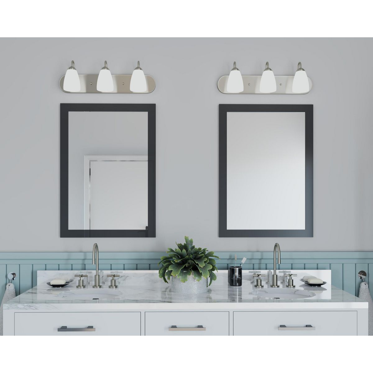 Gather Collection 3-Light Etched Glass Bathroom Vanity Light Fixture – Perfect for Bathroom, Powder Room, and Dressing Area Lighting
