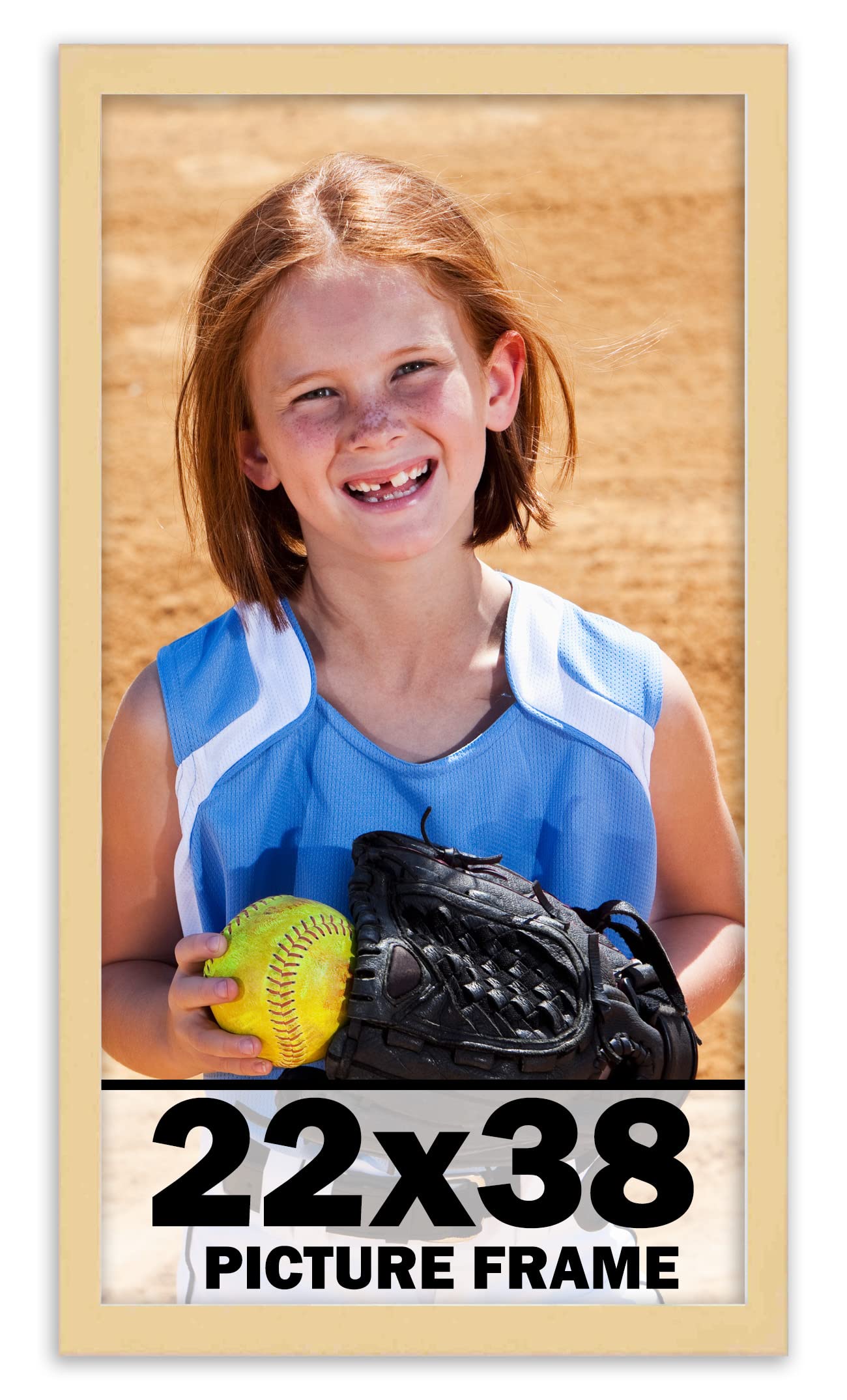 22x38 Inch Natural Brown Wood Picture Frame - Modern Photo Frame with UV Acrylic Shatter Guard & Acid-Free Foam Backing - Wall Hanging Hardware for Family Photos, Artwork, and Home Decor (No Mat Included) - Perfect for Living Rooms, Bedrooms, and Office Displays