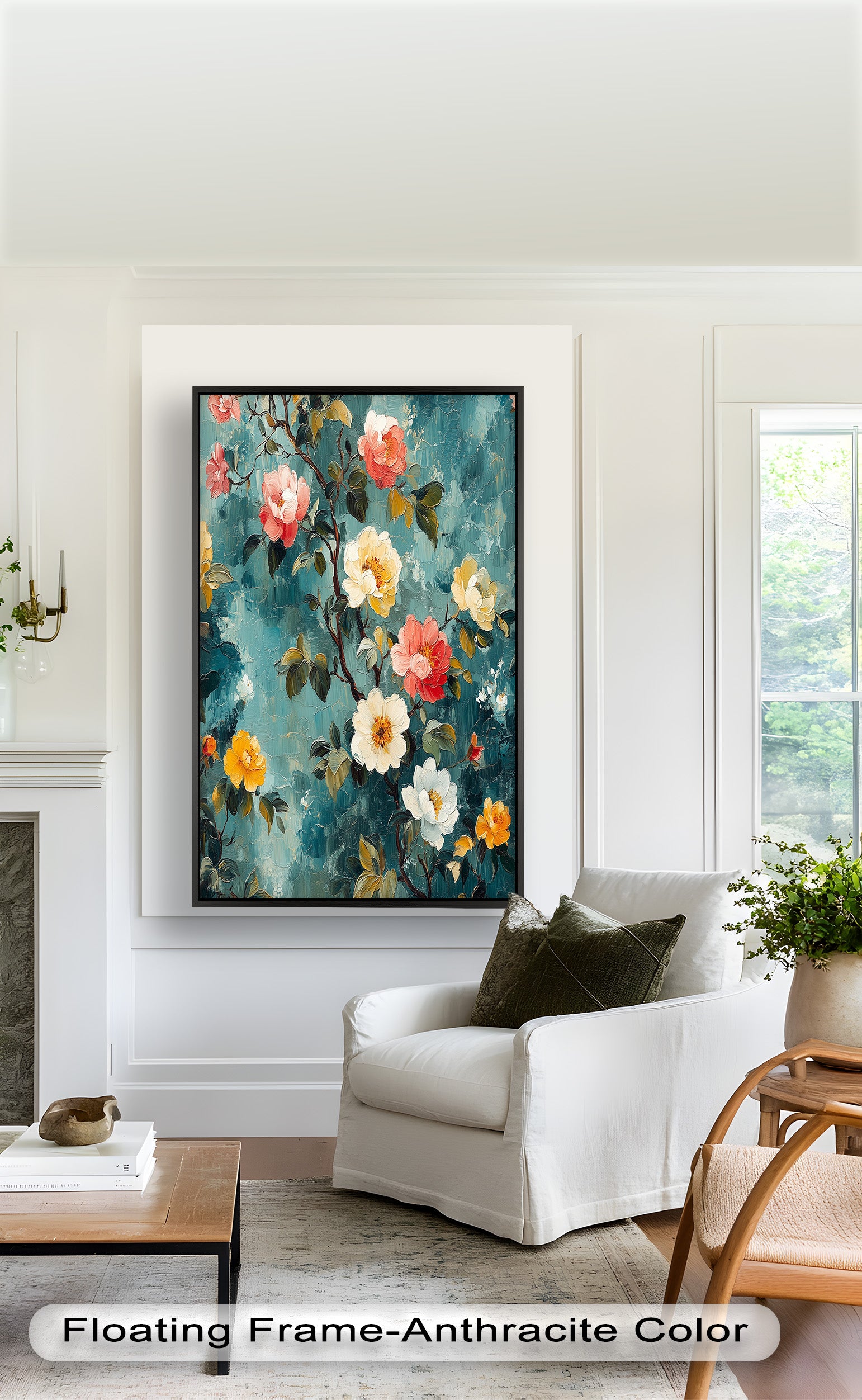 Romantic Multicolor Flower Oil Painting - Blossoming Reverie - Perfect for Home Decor, Living Room Wall Art, and Gift Ideas