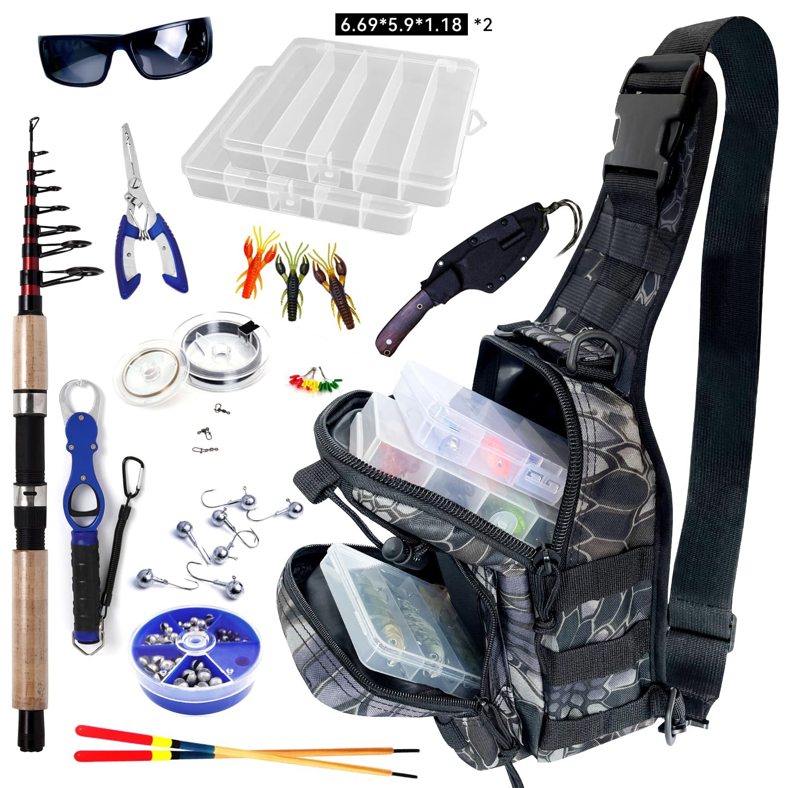 **Lightweight Fishing Backpack with Rod Holders - Waterproof Tackle Storage Bag for Hiking, Hunting & Travel - Durable Outdoor Gear for Anglers**    *(Perfect for carrying fishing rods, tackle boxes, and essentials on outdoor adventures like camping, beach trips, and hiking.)*