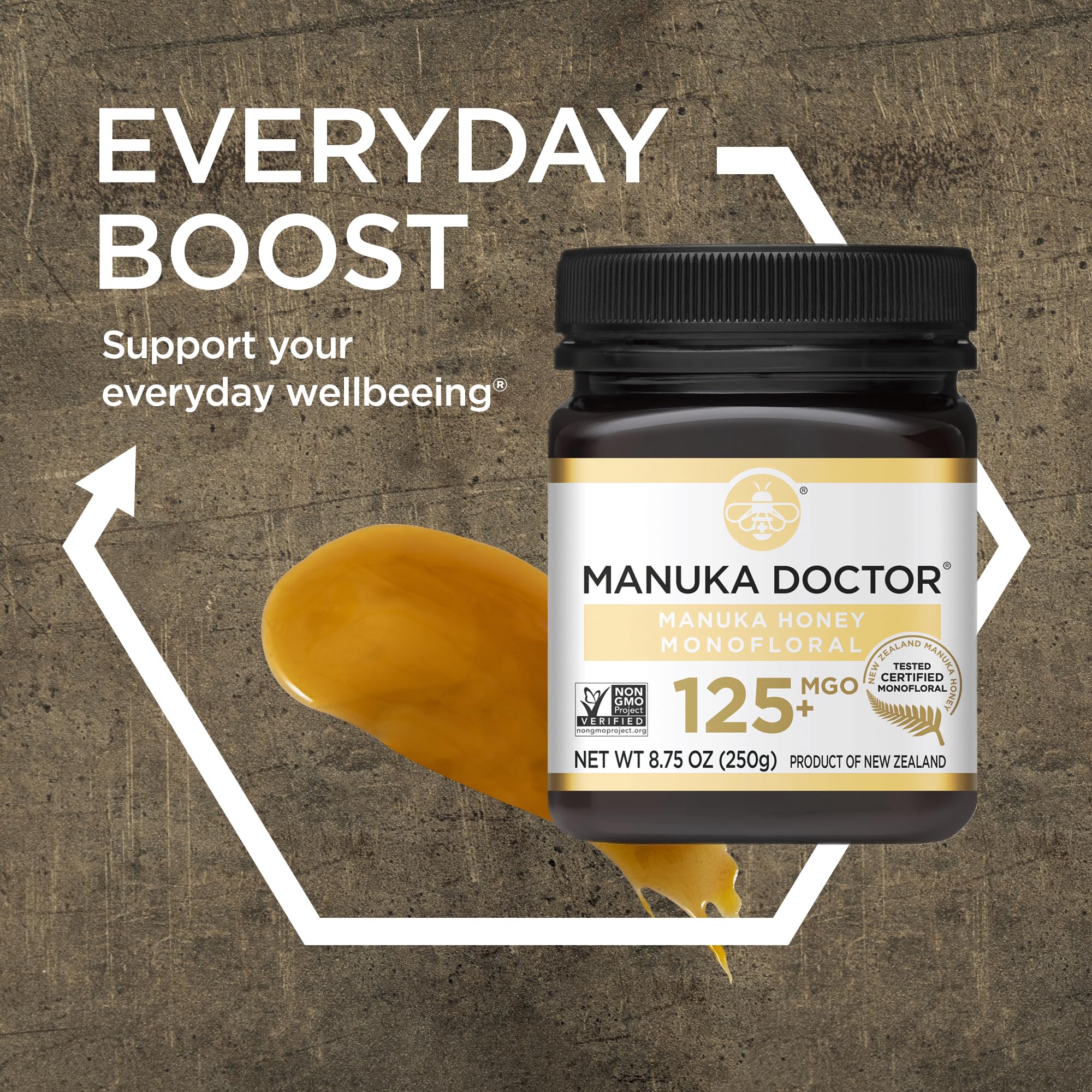 Manuka Doctor MGO 125+ Honey - Pure NZ Raw Monofloral for Immunity & Wellness