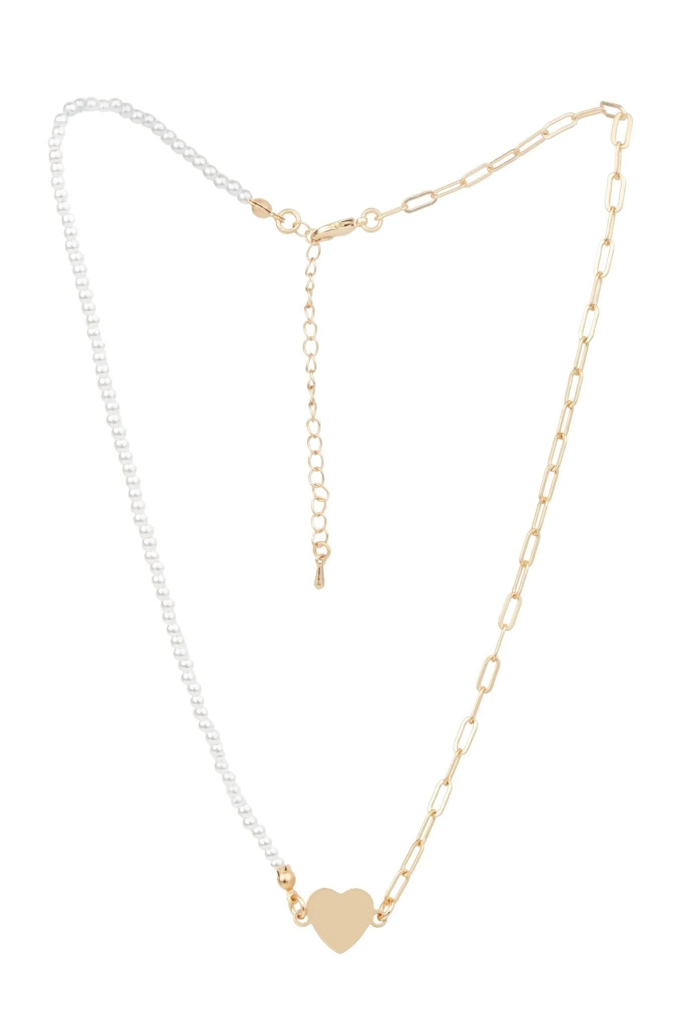 Golden Heart Pearl Chain Necklace for Women - Elegant 18K Gold Plated Jewelry Gift for Anniversary, Valentine's Day & Special Occasions