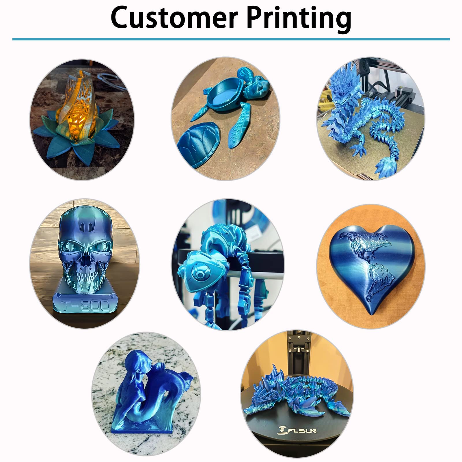 Premium PLA 3D Printer Filament 1.75mm - Silk Green & Shiny Blue, High Precision +/-0.02mm, 1kg/2.2lbs Spool for Smooth 3D Printing - Ideal for DIY Projects, Cosplay Props, and Home Decor Creations