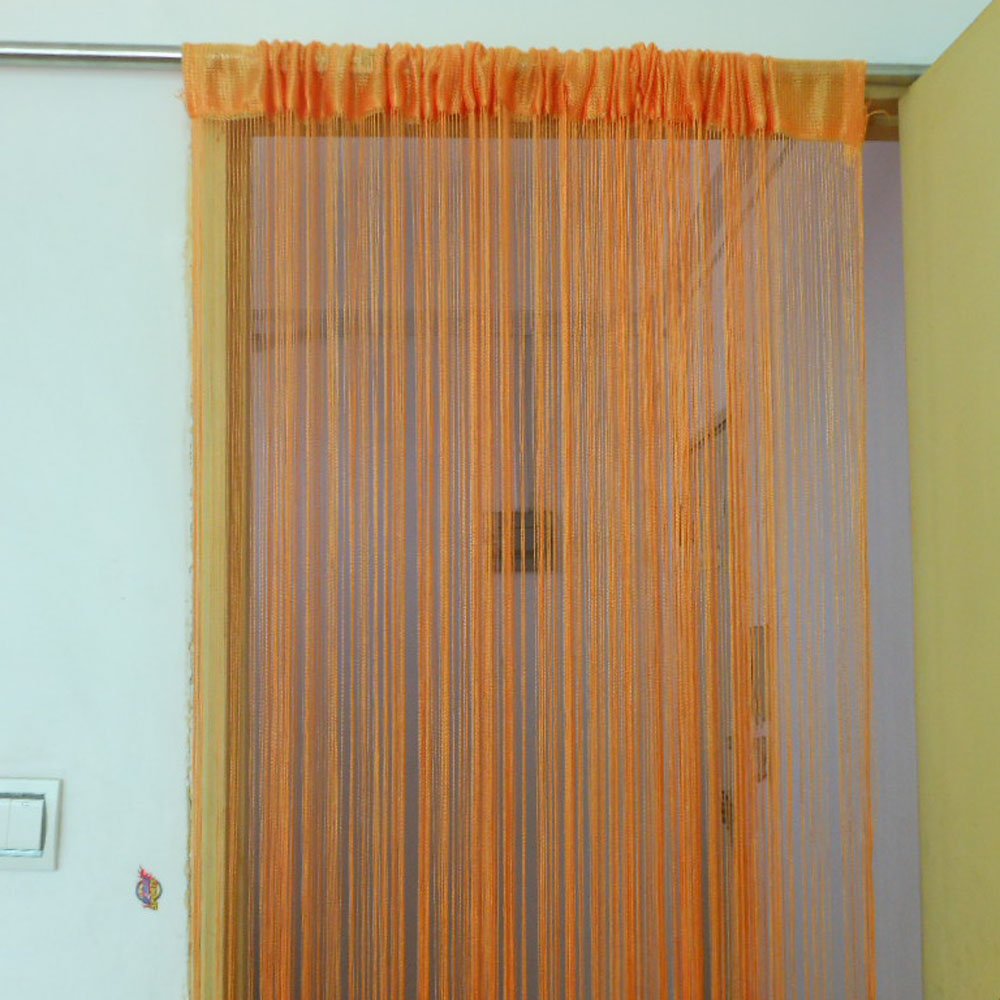 100cm x 200cm Orange Decorative String Fringe Door Curtain - Bohemian Room Divider & Window Screen Panel for Bedroom, Living Room, and Dorm Decor