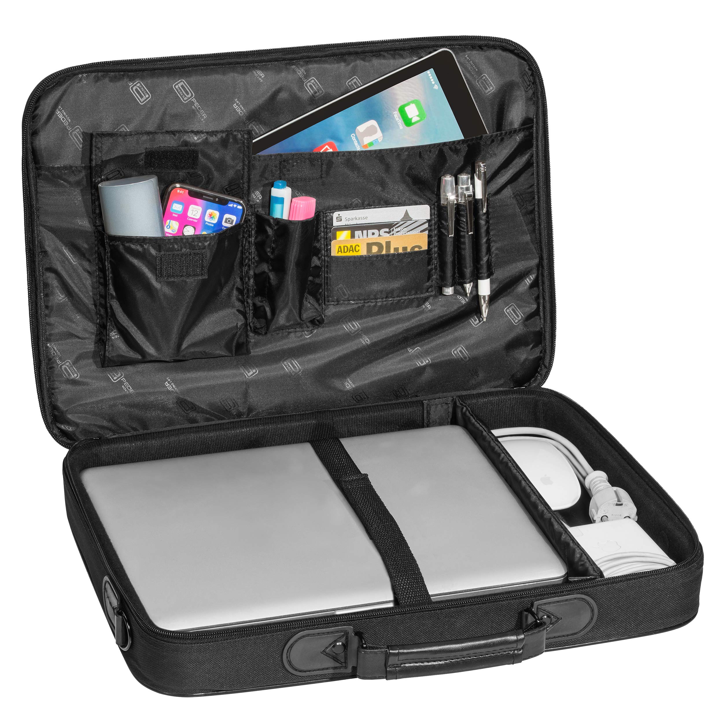 PEDEA Trendline Laptop Bag for 18.4 Inch Notebooks (46.7cm) - Black Shoulder Bag with Adjustable Strap & Security Lock - Perfect for Business Travel, Work Commute & College Students