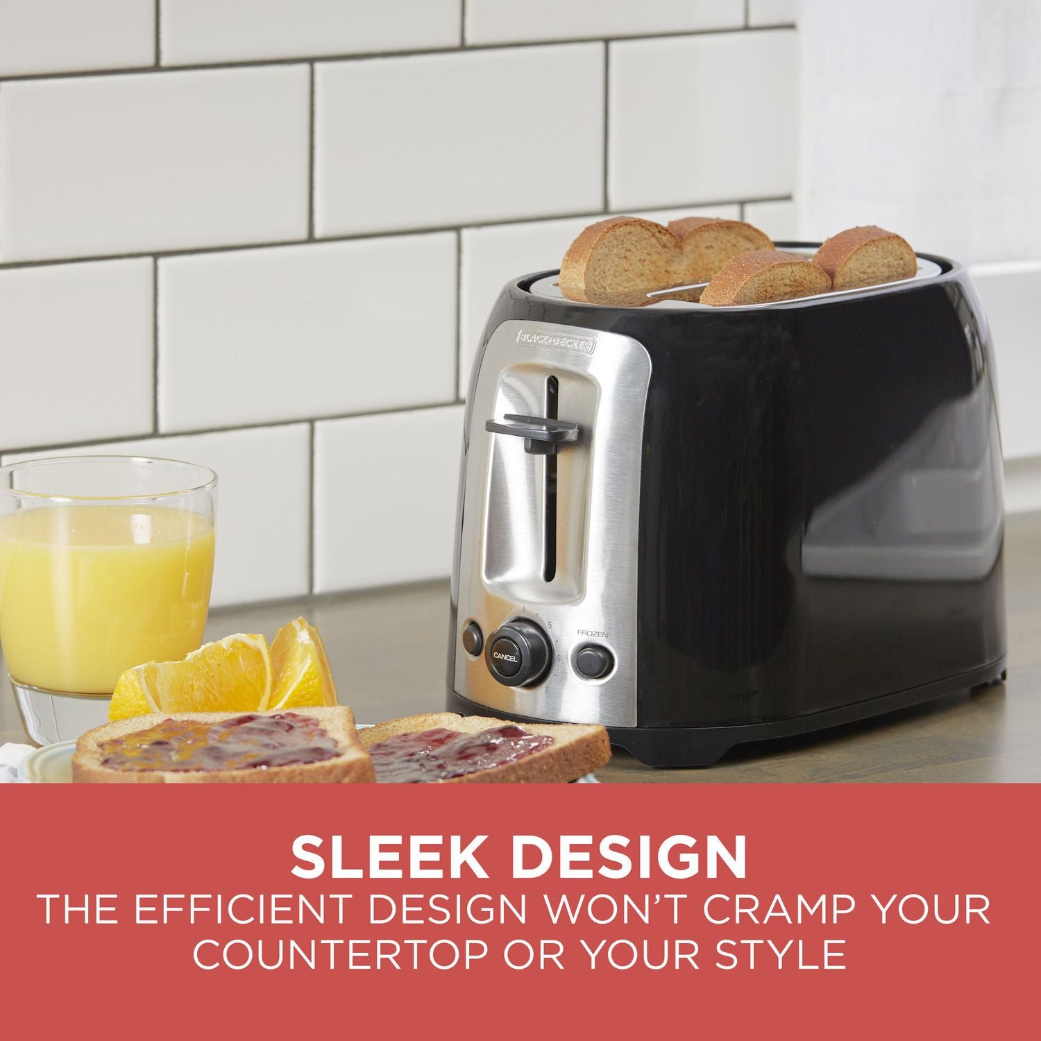 BLACK + DECKER TR1278BD 2-Slice Toaster - Stainless Steel, Extra-Wide Slots, 7 Shade Settings, Defrost & Reheat Functions - Perfect for Breakfast, Office, Dorm & Kitchen Use