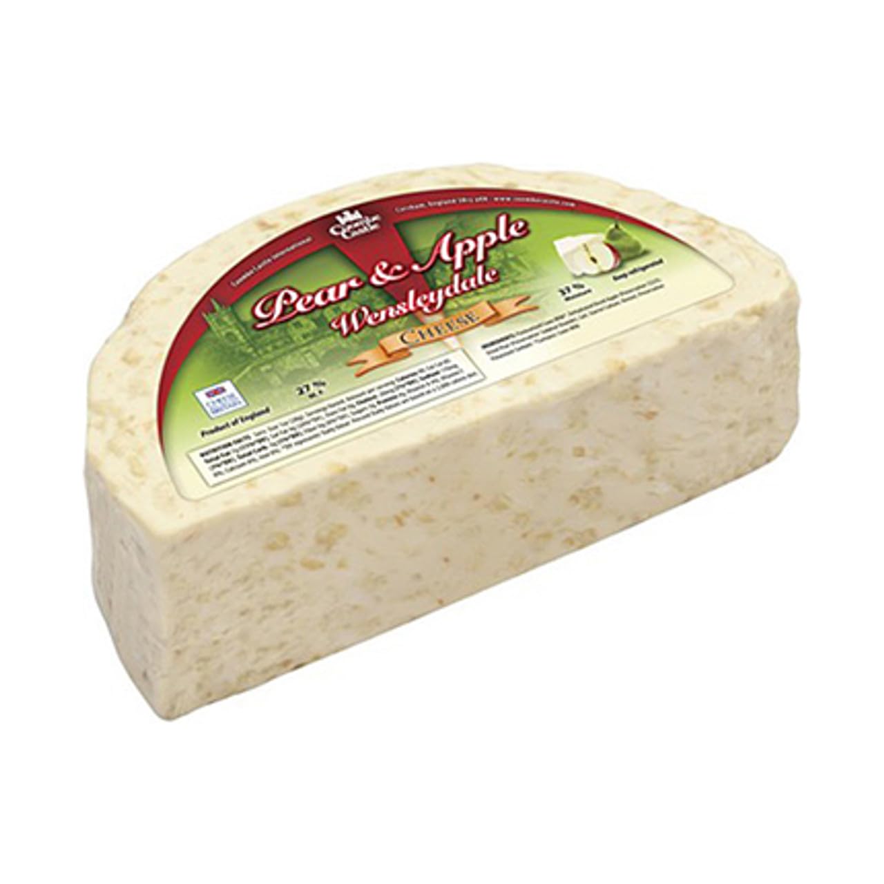Premium Wensleydale Cheese with Apple & Pear - 7.5 oz (212g) British Imported Gourmet Cheese for Charcuterie Boards, Wine Pairing & Holiday Gifts