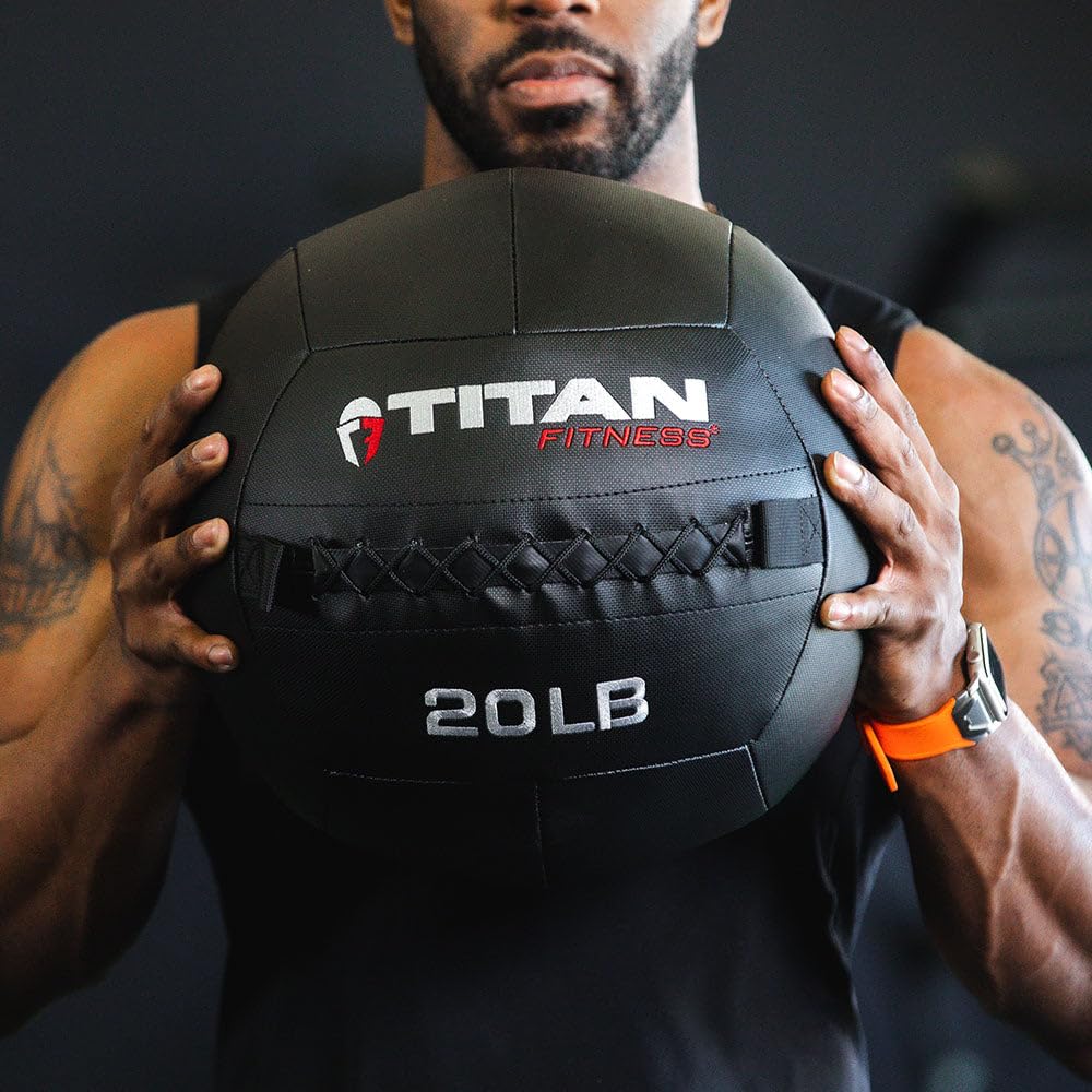 Titan Fitness 20 LB Composite Wall Ball - Soft Shell Poly-Composite Non-Slip Grip Medicine Ball for CrossFit, Strength Training & Functional Workouts - Perfect for Home Gym, CrossFit Box & Functional Fitness Training