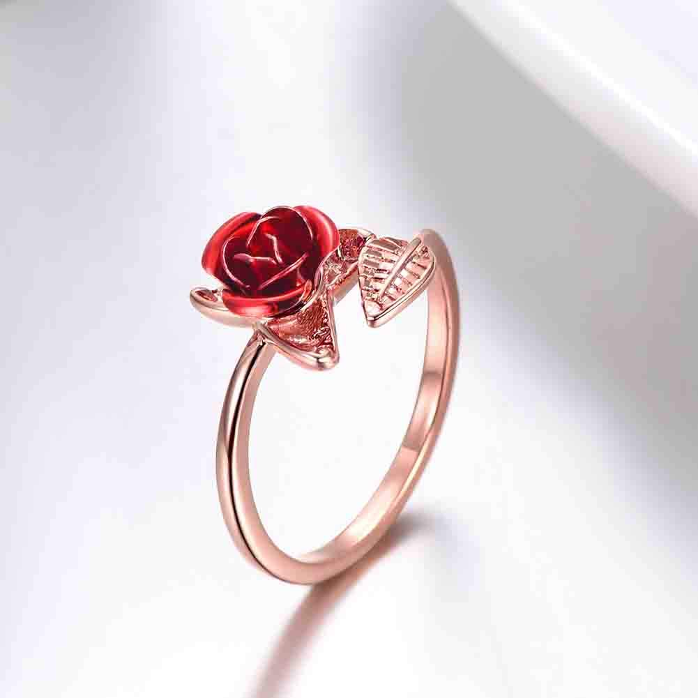 Exquisite Rose Flower Open Adjustable Ring for Women - Silver Love Wedding Engagement Jewelry Gift | Perfect for Valentine's Day, Anniversaries & Romantic Occasions