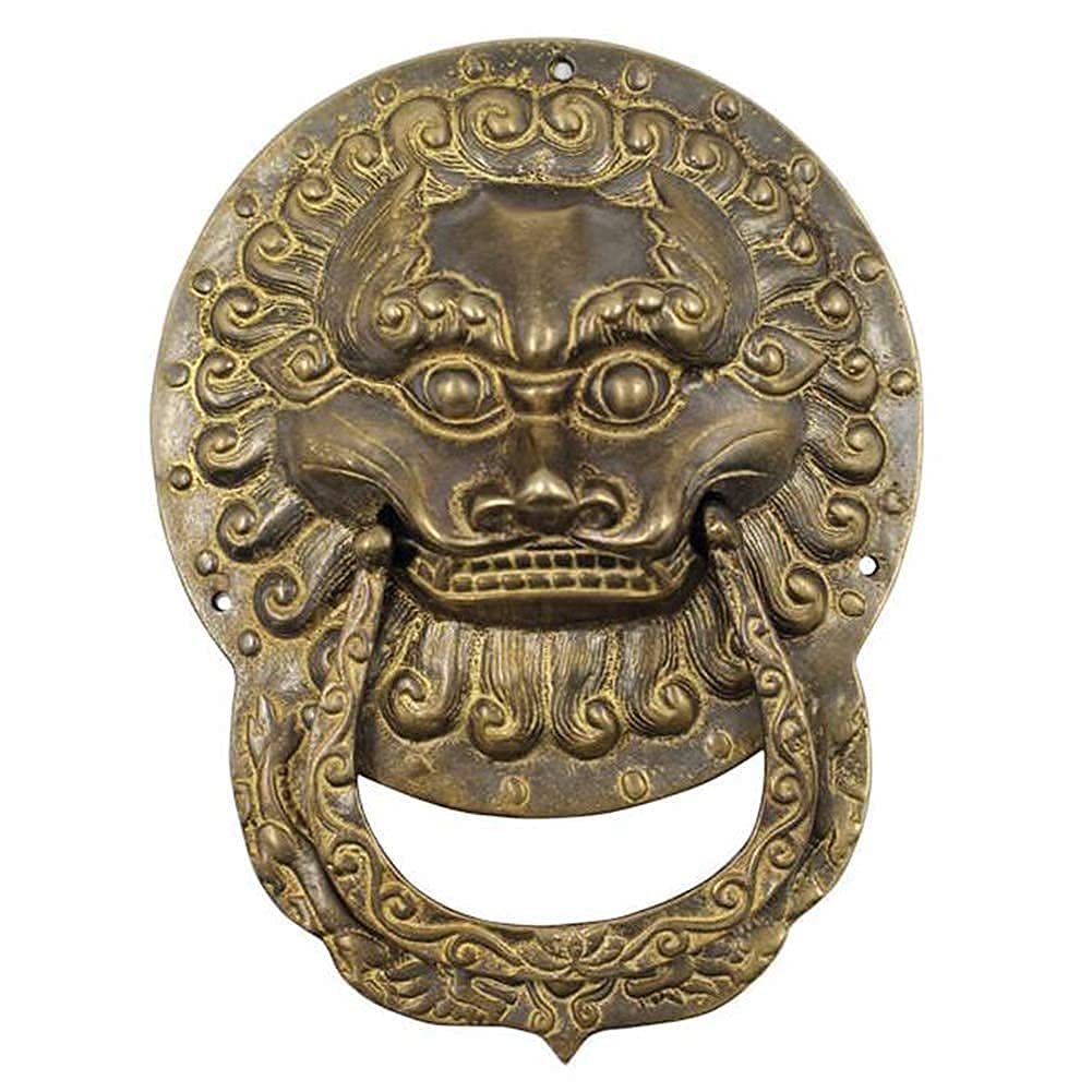 Vintage Brass Lion Head Door Knocker - Antique Golden Lion Head Pull Handle for Home Decor (14cm) - Elegant Front Door Decoration for Classic & Victorian Style Homes