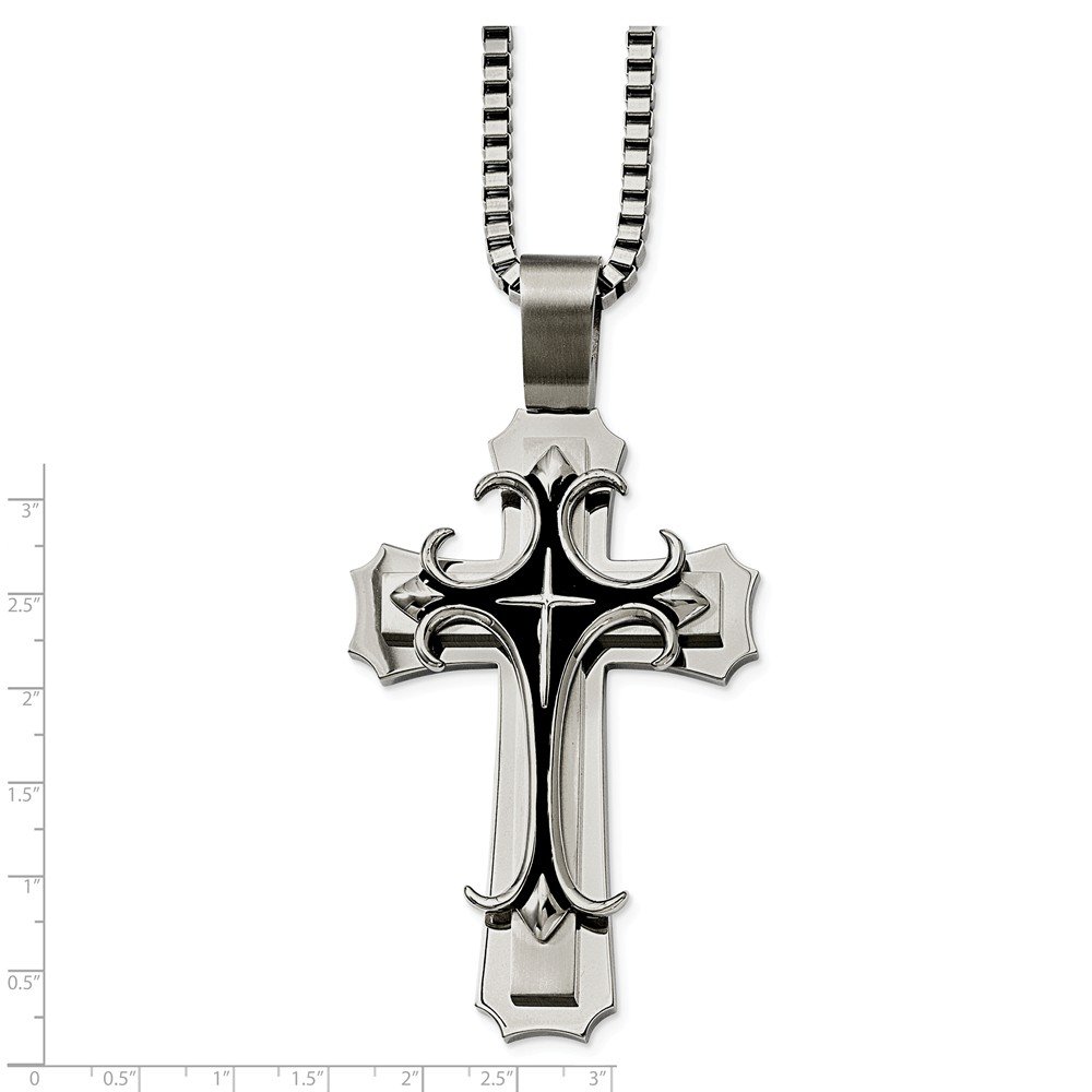 Stainless Steel Cross Pendant Necklace for Men & Women - 24