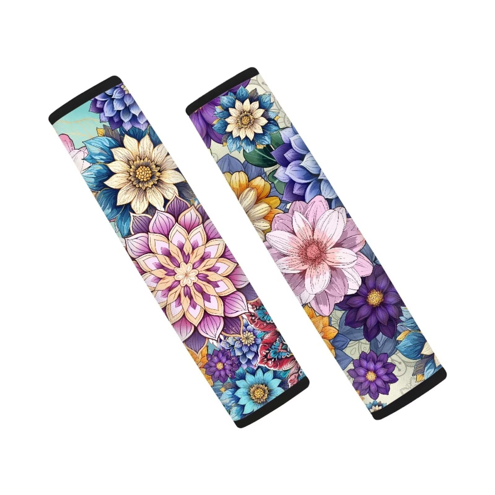 Jeiento Universal Car Seat Belt Shoulder Pads - Set of 2 Boho Blossom Seatbelt Covers for Comfort & Style | Perfect for Long Drives, Road Trips & Daily Commuting