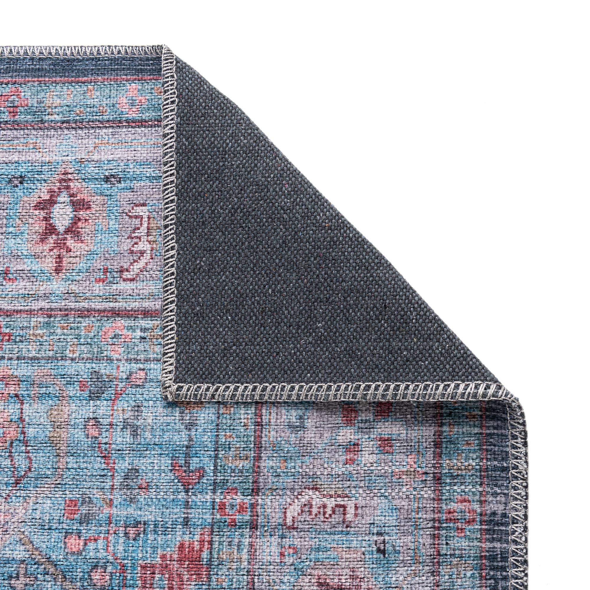 Washable Blue Low-Pile Rug 10' x 13' - Maahru Collection by Rugs.com | Soft & Durable for Living Rooms, Dining Rooms & Open Floor Plans | Perfect for High-Traffic Areas & Pet-Friendly Homes