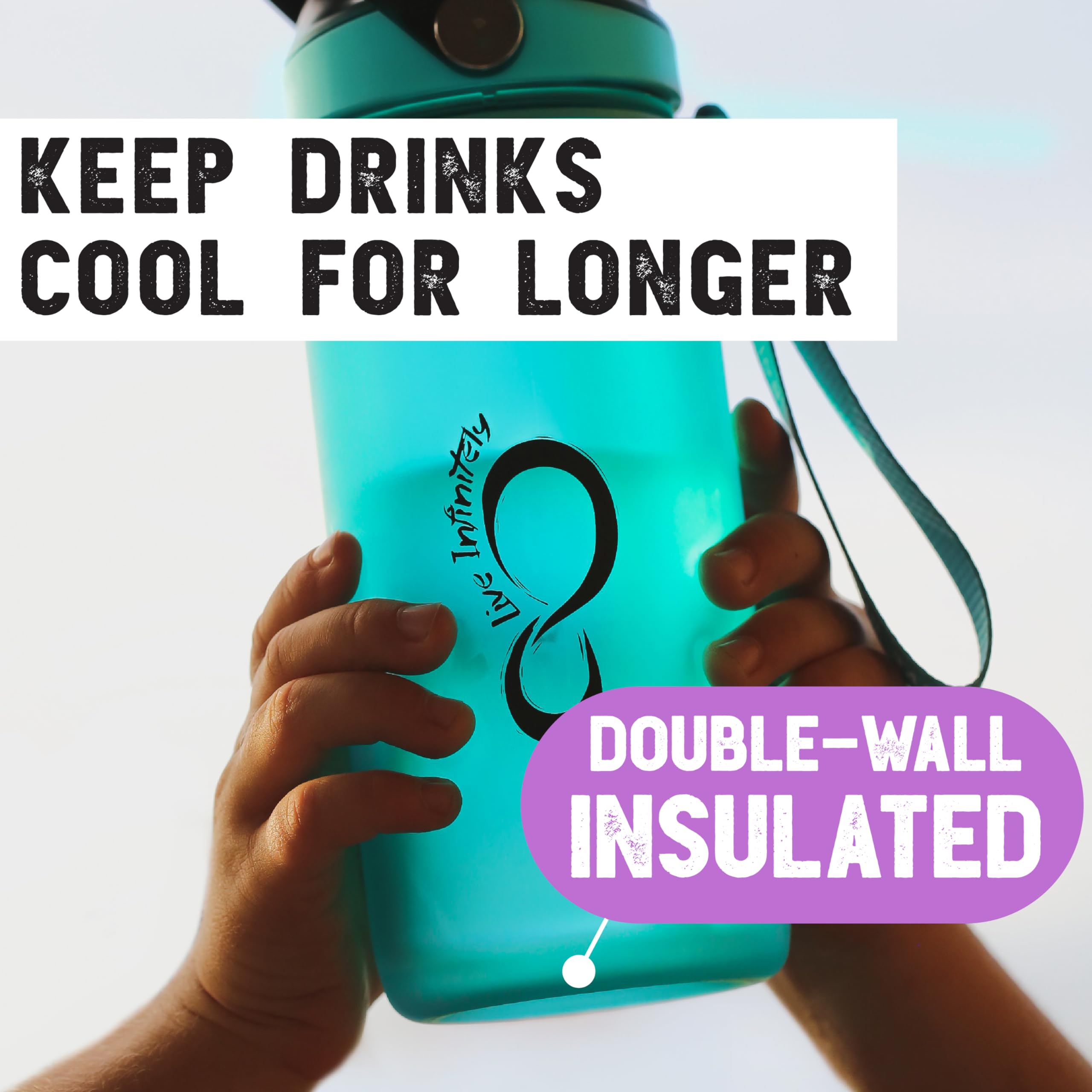 Live Infinitely 20oz Kids Water Bottle with Easy Sip Straw - BPA Free, Dishwasher Safe, Leak Proof - Perfect for School, Sports, and Outdoor Activities
